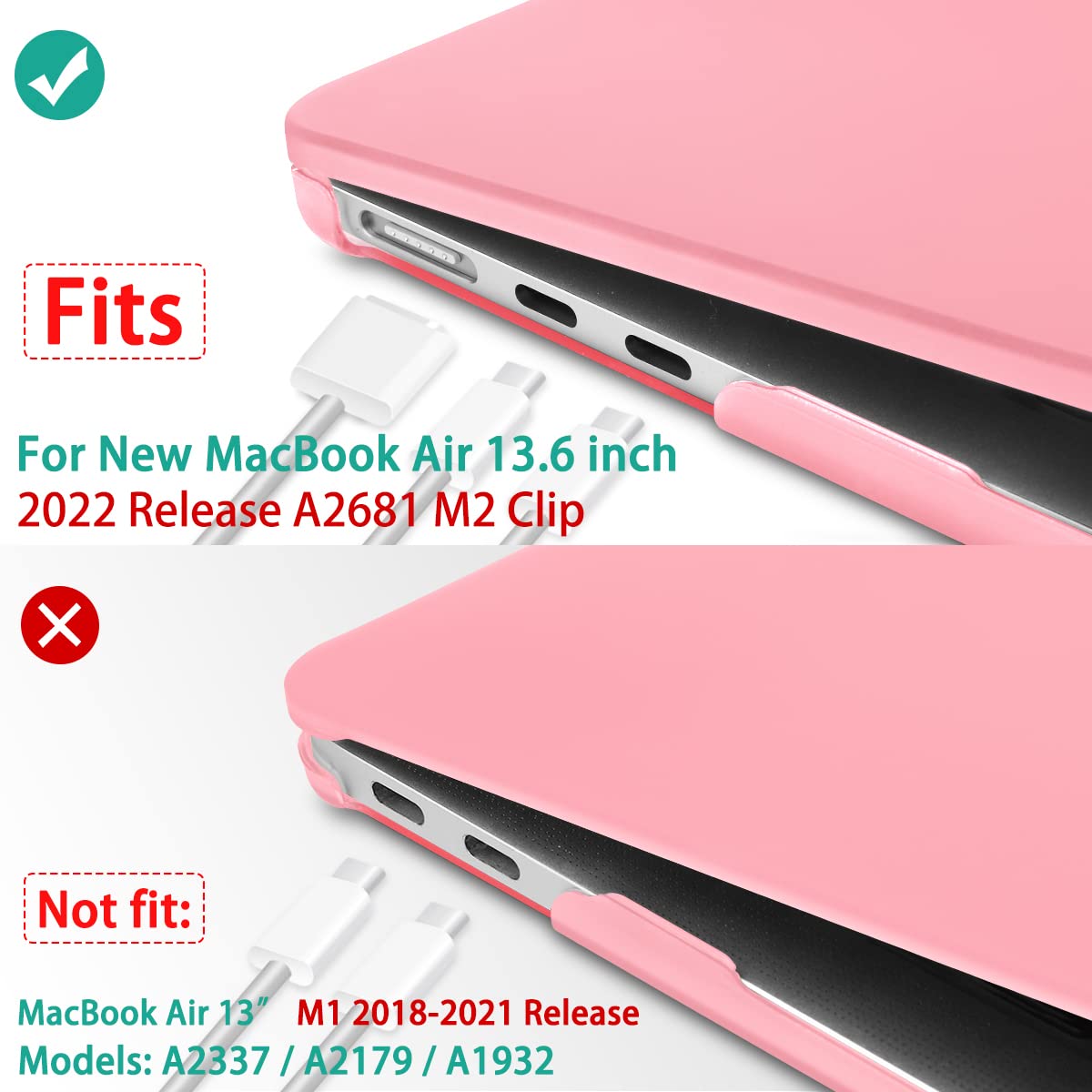 Suitable for  2023 2022 MacBook Air 13 inch case M2 Model A2681 Hard Shell Case Keyboard Cover Pink