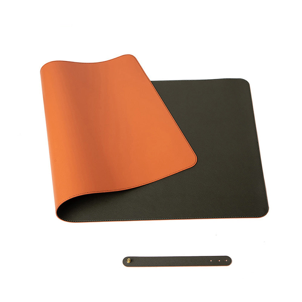 Orange 120cm*60cm Dual Side Office Desk Pad Waterproof PU Leather Computer Mouse Pad