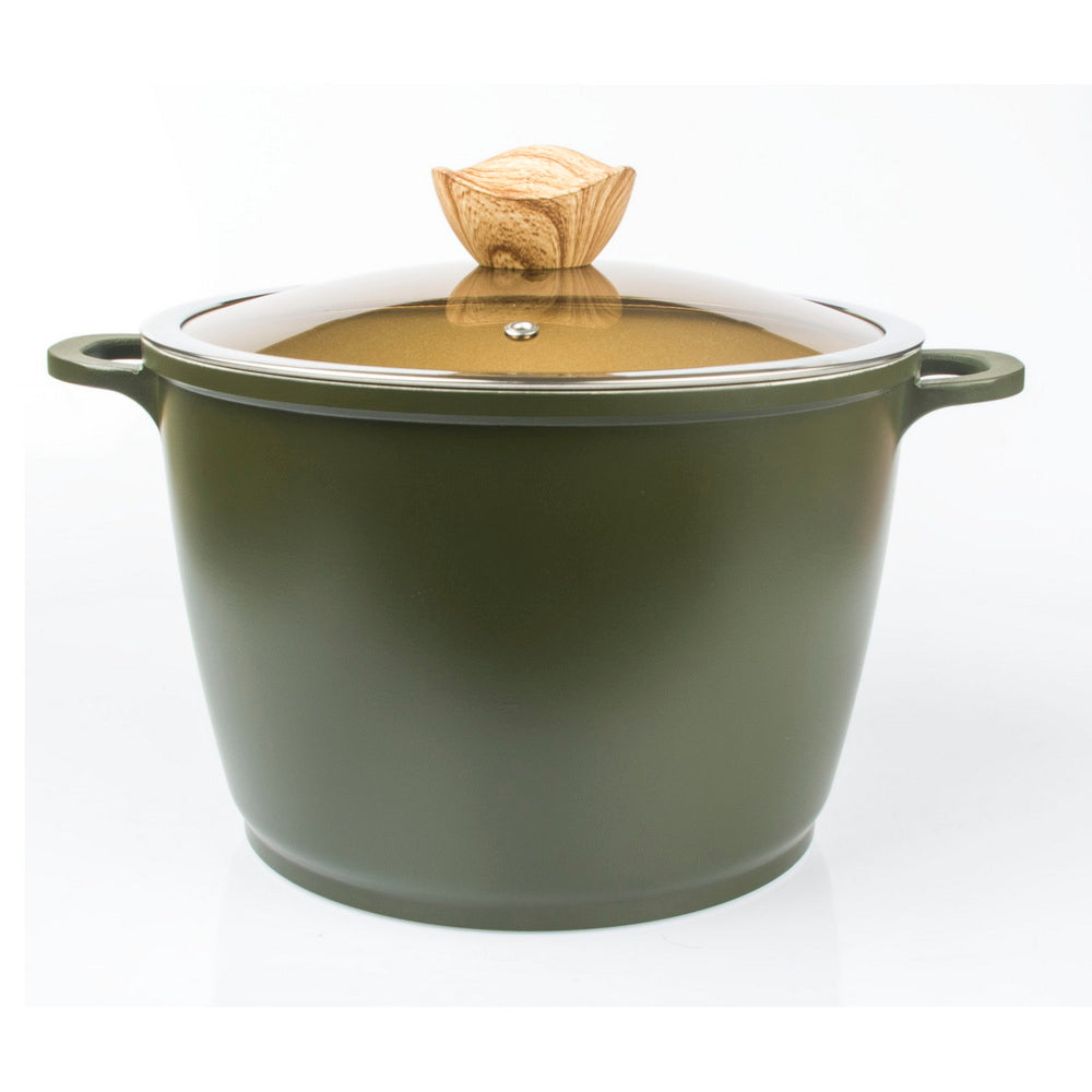 Nonstick 24cm Dark Green Casting Stock Soup Pot Elegant Ceramic Coat Casserole with Lid