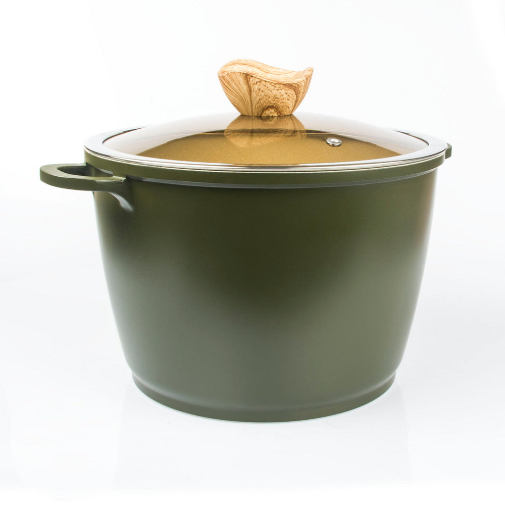 Nonstick 24cm Dark Green Casting Stock Soup Pot Elegant Ceramic Coat Casserole with Lid