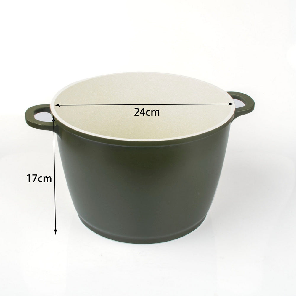 Nonstick 24cm Dark Green Casting Stock Soup Pot Elegant Ceramic Coat Casserole with Lid