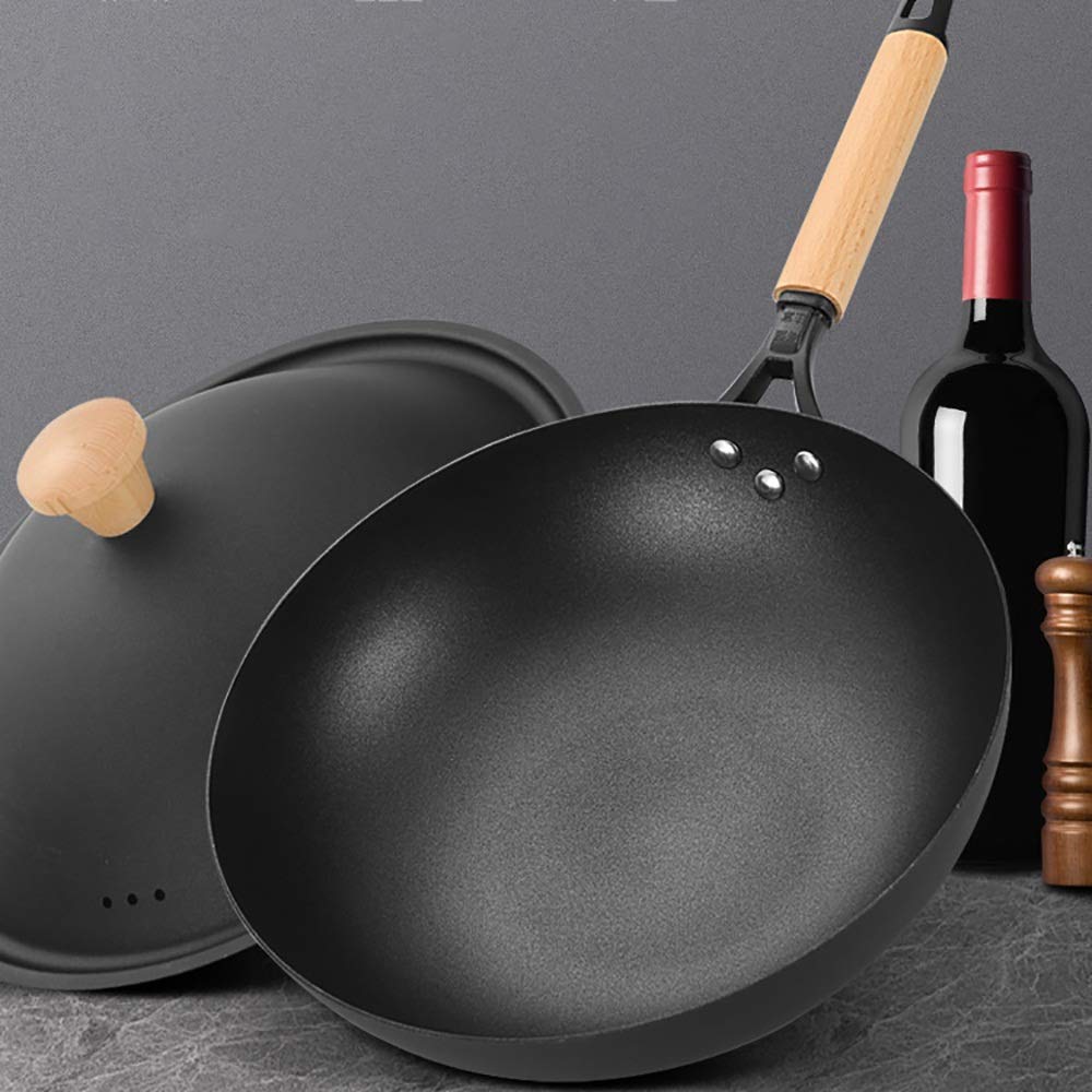 6Pcs Cookware Set Non-Stick Soup Pot Wok Fry Pan Lid Kitchen Kitchen Restaurant Cookware