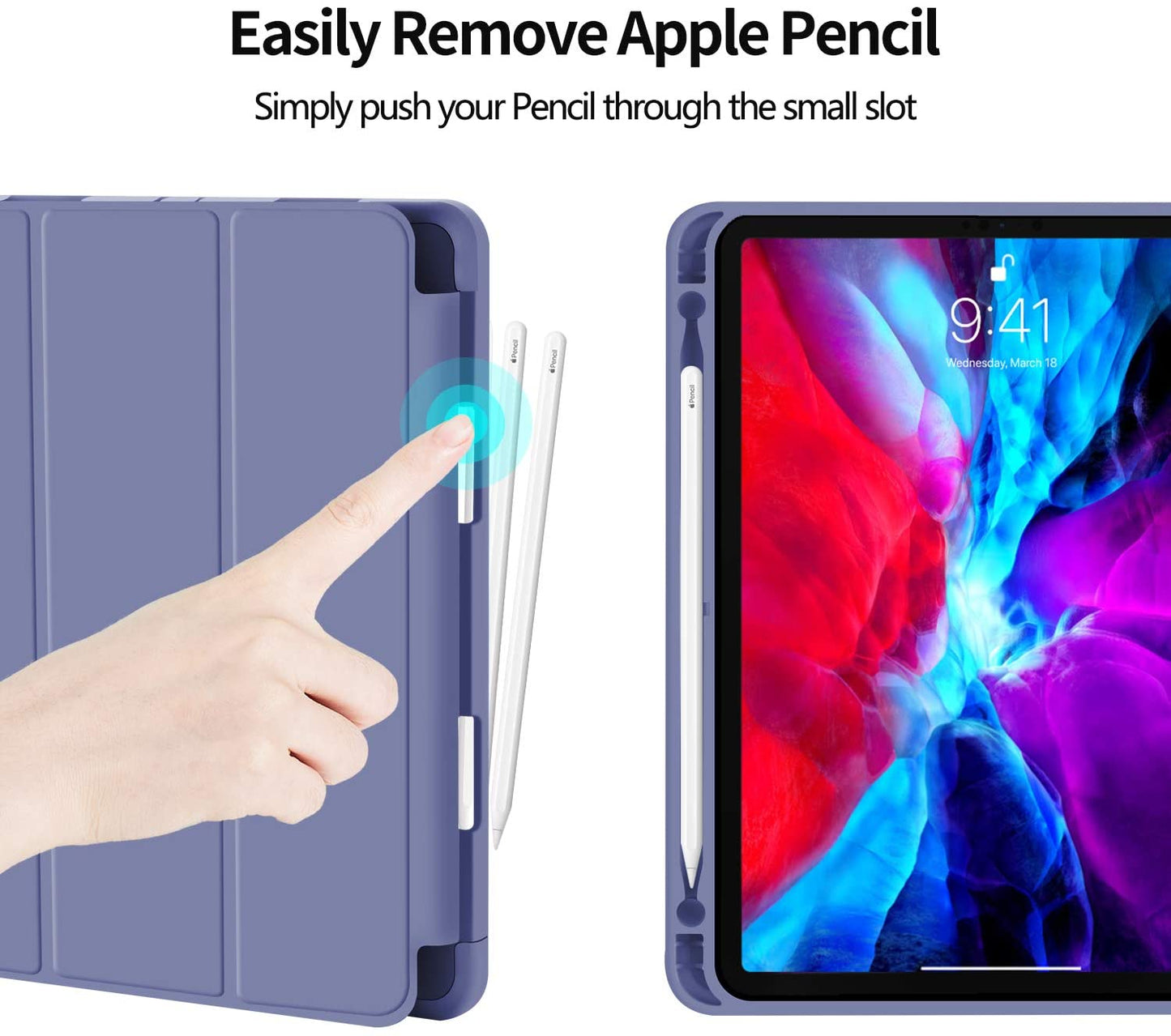 iPad Pro 11 Inch 2020 Soft Tpu Smart Premium Case Auto Sleep Wake Stand Cover Pencil holder Purple