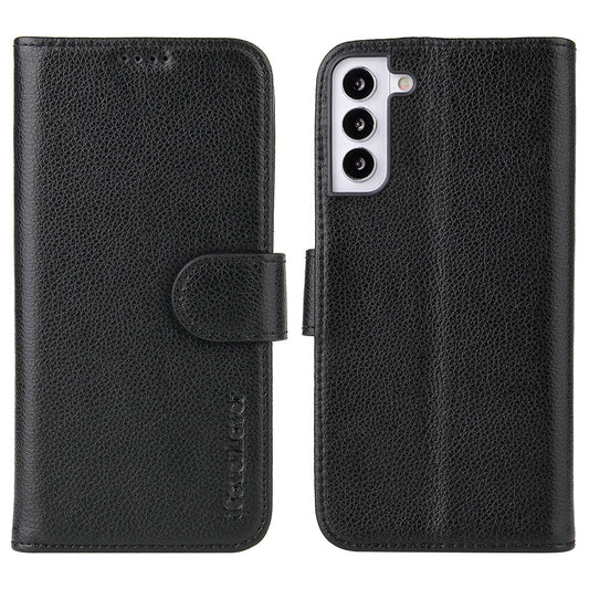 For Samsung Galaxy S22+ Plus Case iCoverLover Genuine Leather Wallet Cover Black