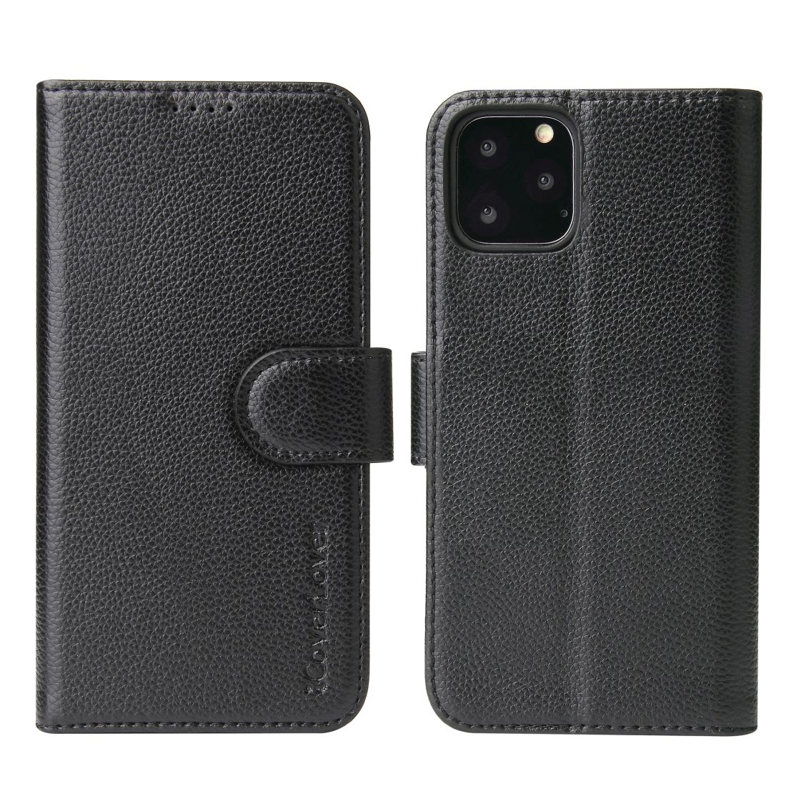 For iPhone 11 Pro Case iCoverLover Black Genuine Cow Leather Wallet Folio Case