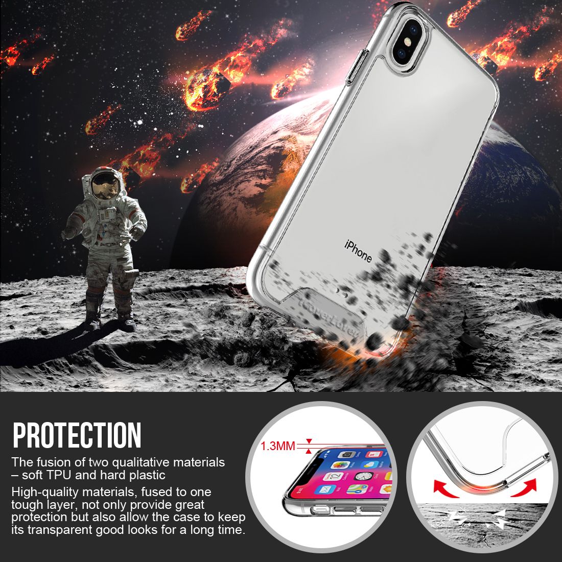 For iPhone XS & X Case iCoverLover Shockproof Clear Cover Protective Transparent