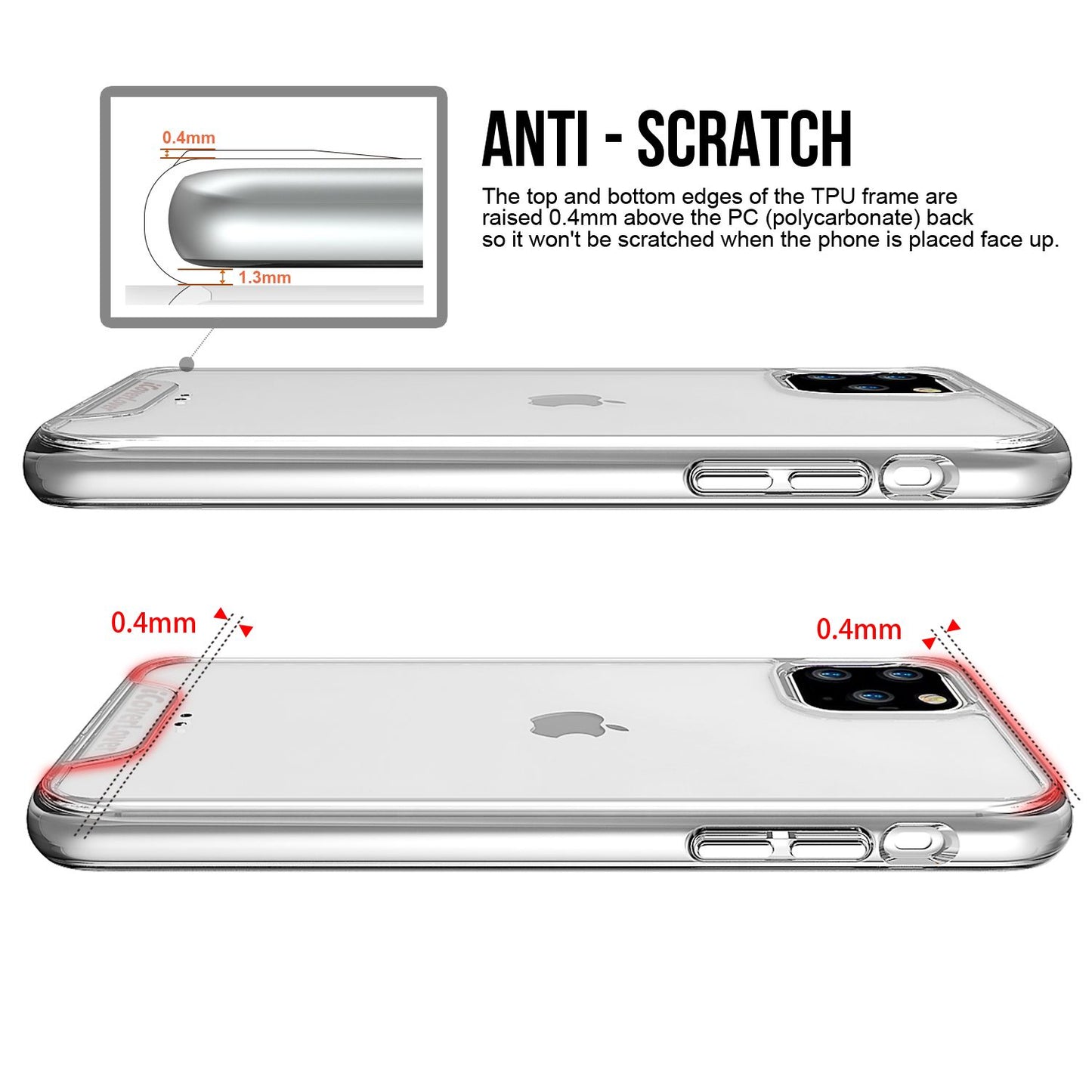 For iPhone 11 Pro Max Case iCoverLover Shockproof Clear Cover Thin Transparent