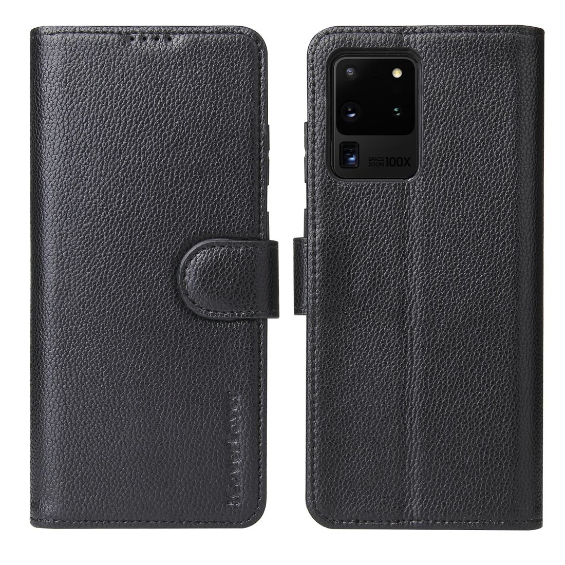 For Samsung Galaxy S20 Ultra Case iCoverLover Genuine Cow Leather Wallet Cover Black