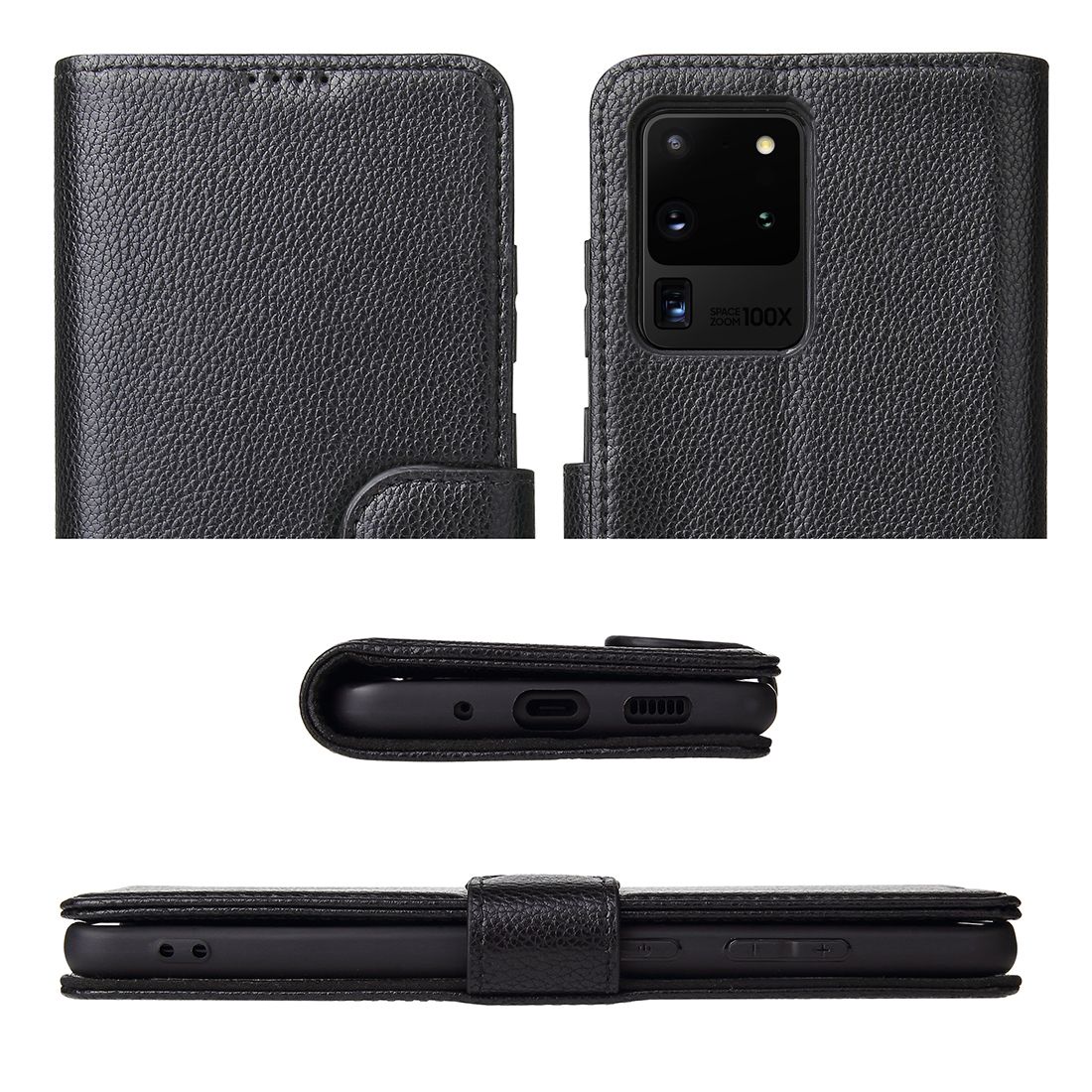 For Samsung Galaxy S20 Ultra Case iCoverLover Genuine Cow Leather Wallet Cover Black