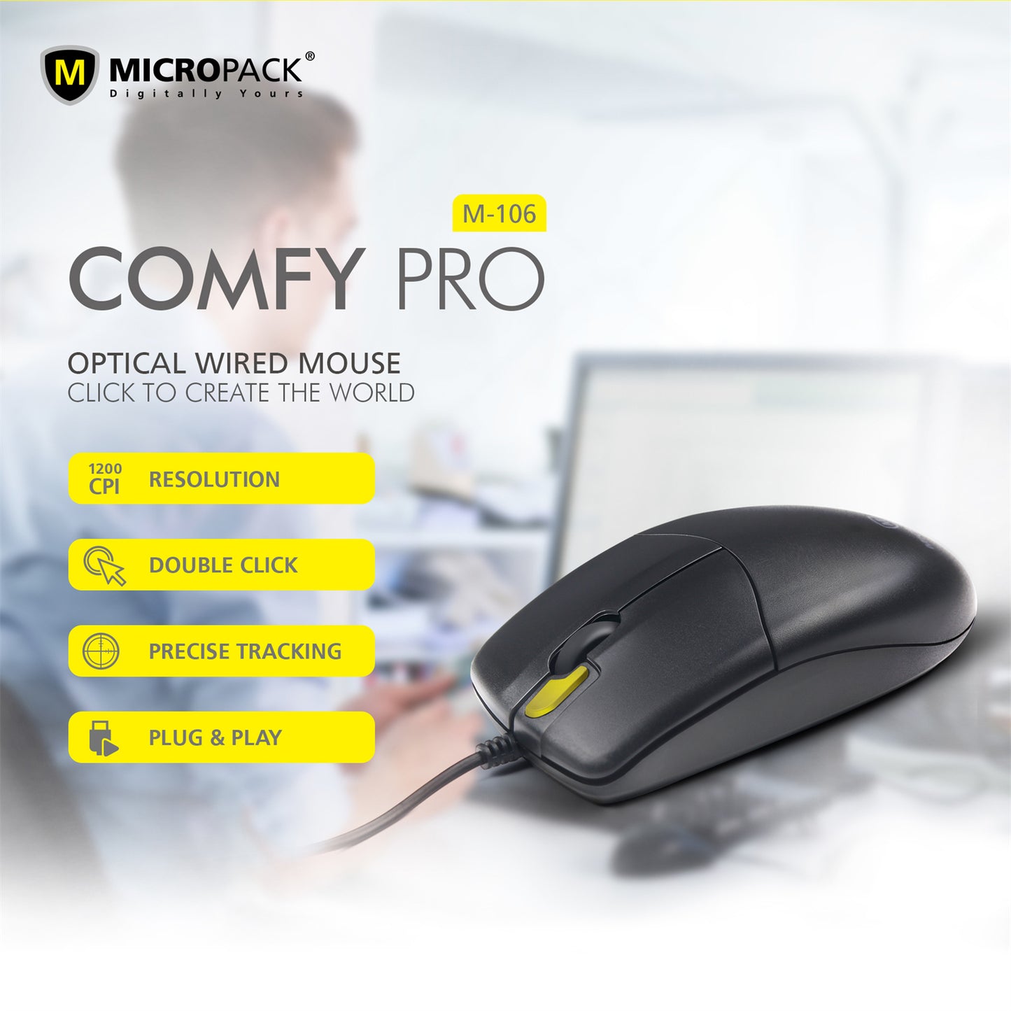 Wired Optical Mouse Computer PC Laptop Mac USB 2.0 Plug and Play