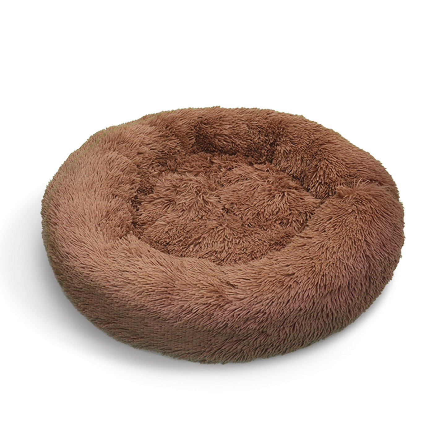 Pet Dog Bedding Warm Plush Round Comfortable Dog Nest Light Coffee Large 90cm