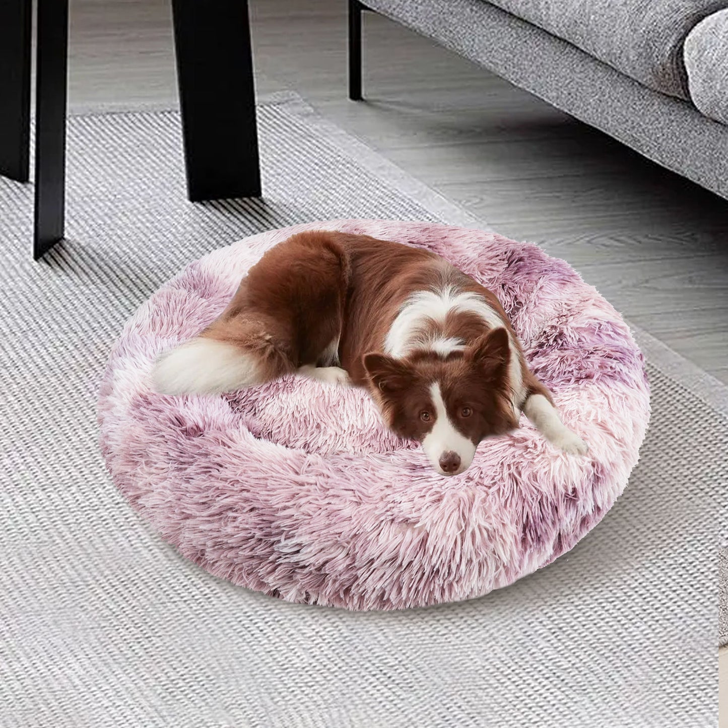 Pawfriends Dog Cat Pet Calming Bed Warm Soft Plush Round Nest Comfy Sleeping Kennel Cave 90