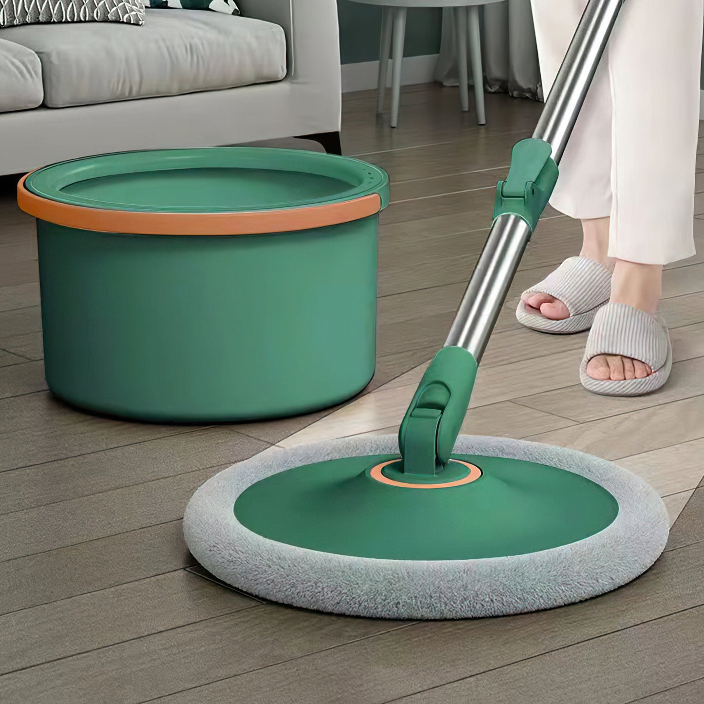 Cleanix Clean Sewage Separation Mop Rotary Hand-Wash-Free Flat Suction Green