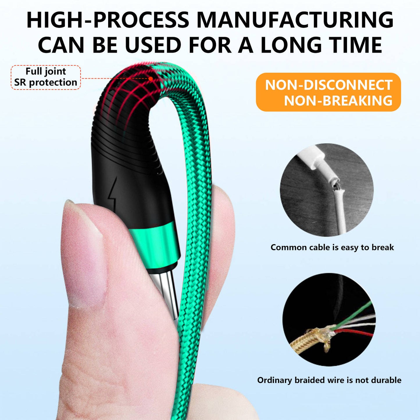 Mobax Nylon Woven 100W Super Fast Charging 3-in-1 USB Charger Charging Cable Green