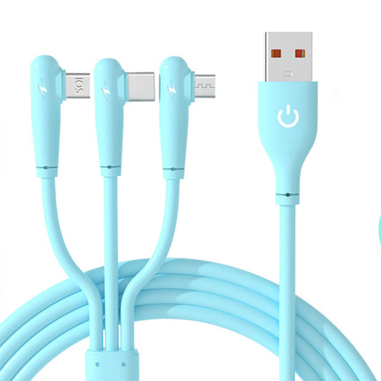 Mobax Elbow Liquid Silicone Fast Charging Three-In-One Fast Charging Data Cable