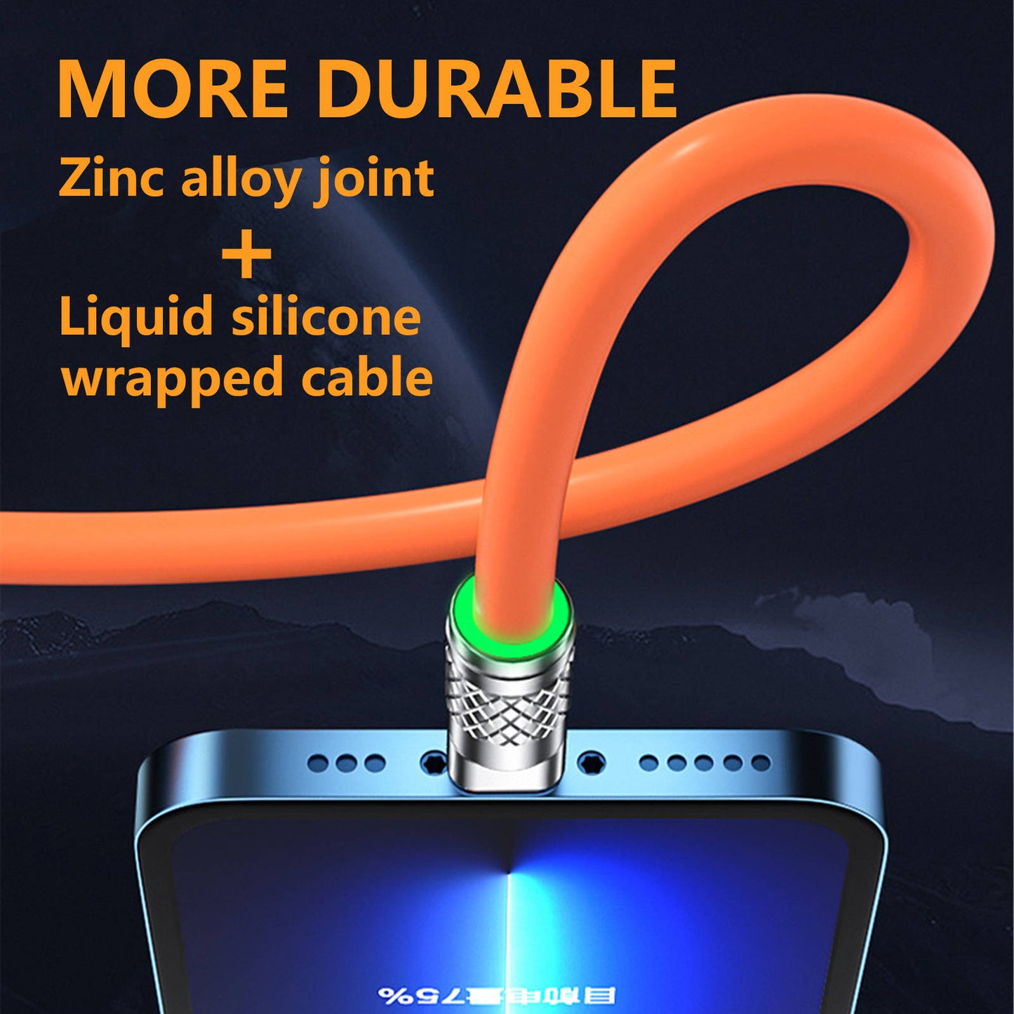 Mobax 120W Zinc-Alloy Super Fast Charging Belt Lights Three-In-One Data Line Orange
