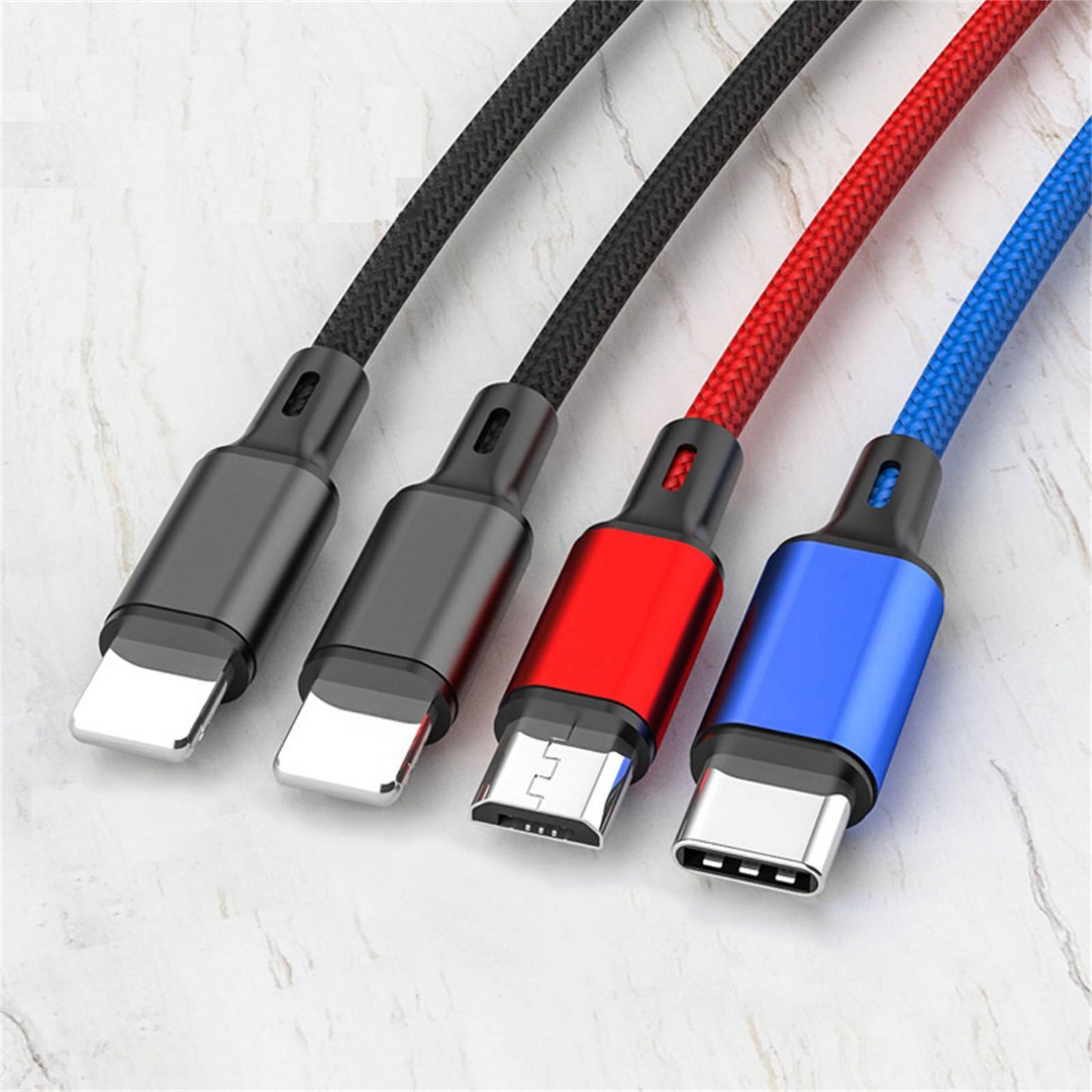 Mobax Nylon Woven 3A Super Fast Charging 4-in-1 USB Charger Charging Cable for Apple