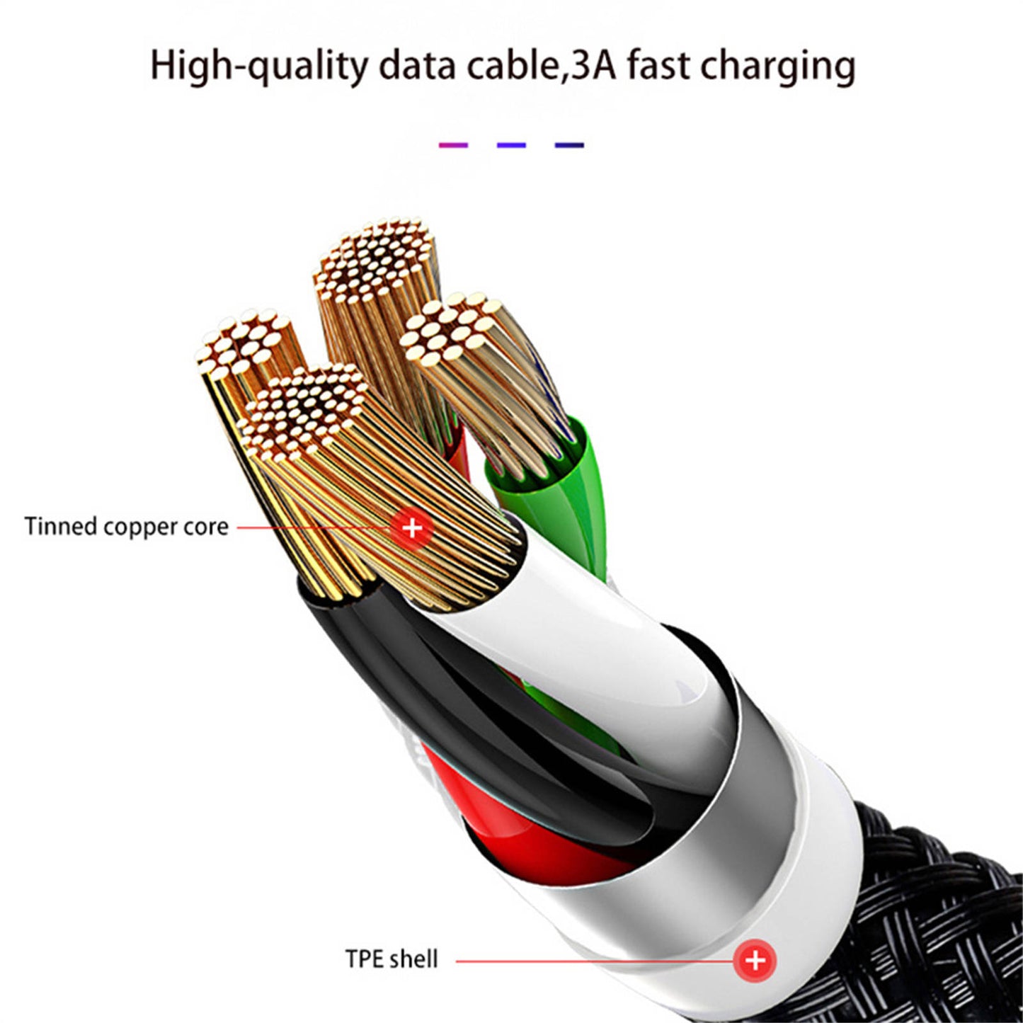 Mobax Nylon Woven 3A Super Fast Charging 4-in-1 USB Charger Charging Cable Huawei