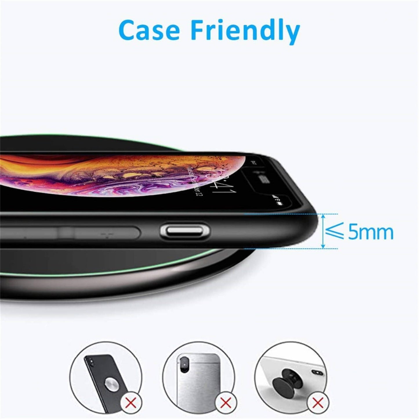 Mobax Desktop Round 10W Mobile Wireless Charger is Applicable to Apple Samsung Black