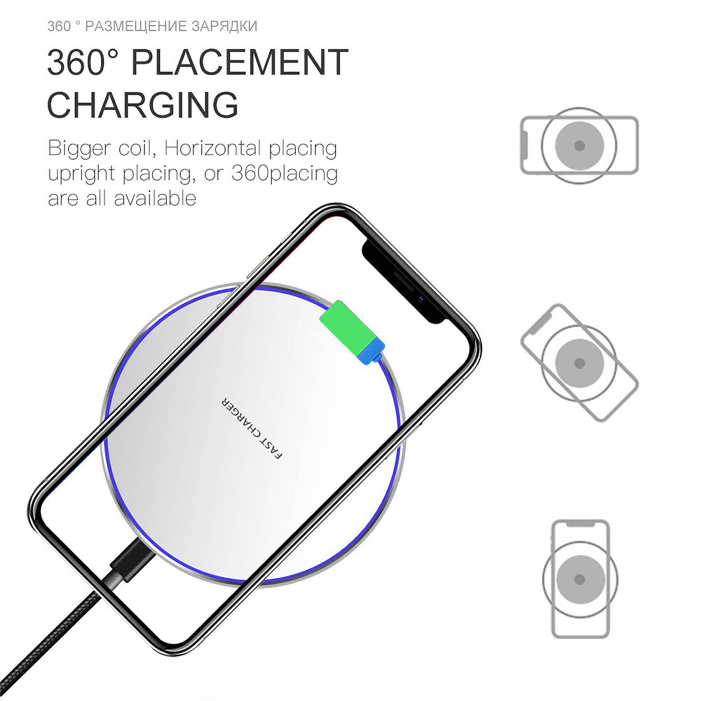 Mobax Desktop Round 10W Mobile Wireless Charger is Applicable to Apple Samsung White