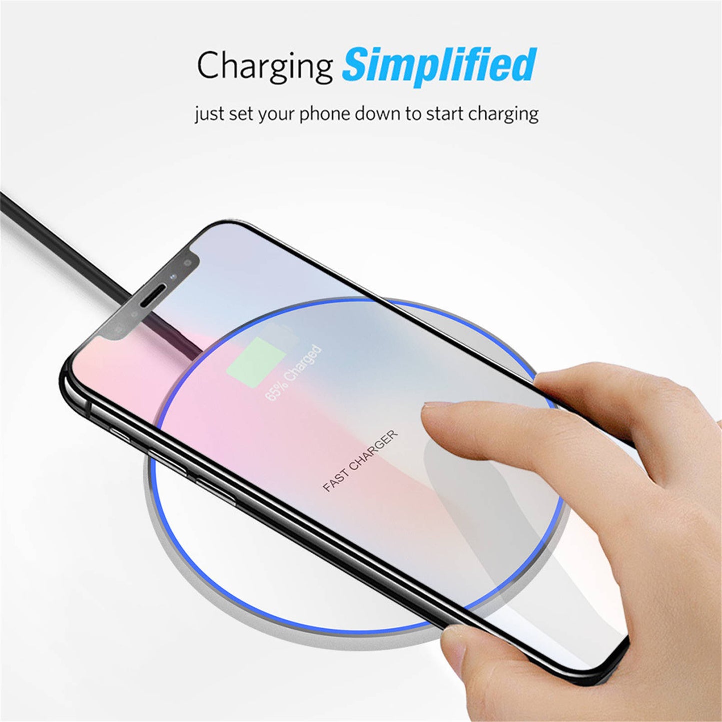 Mobax Desktop Round 10W Mobile Wireless Charger is Applicable to Apple Samsung White