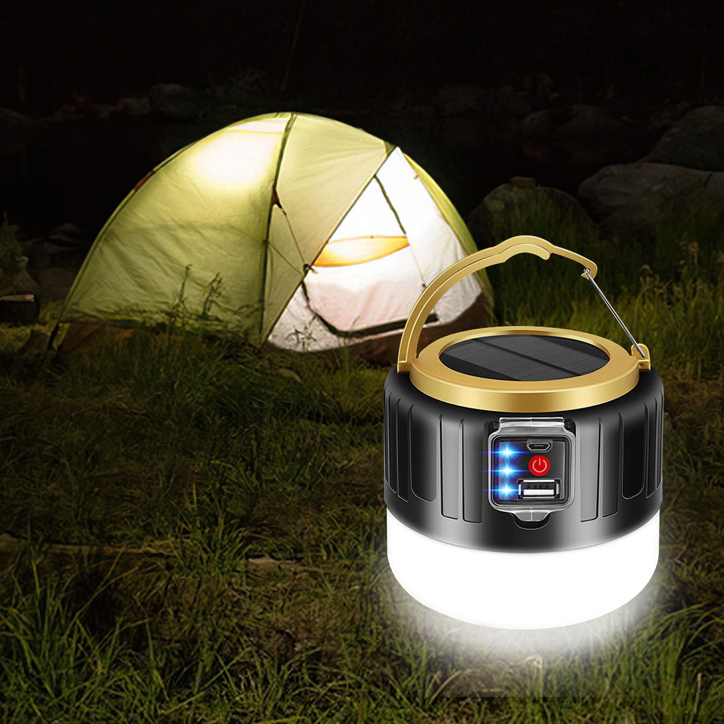 Mountgear USB Rechargeable Waterproof Outdoor Lantern Solar LED Bulb Camping Tent Lights