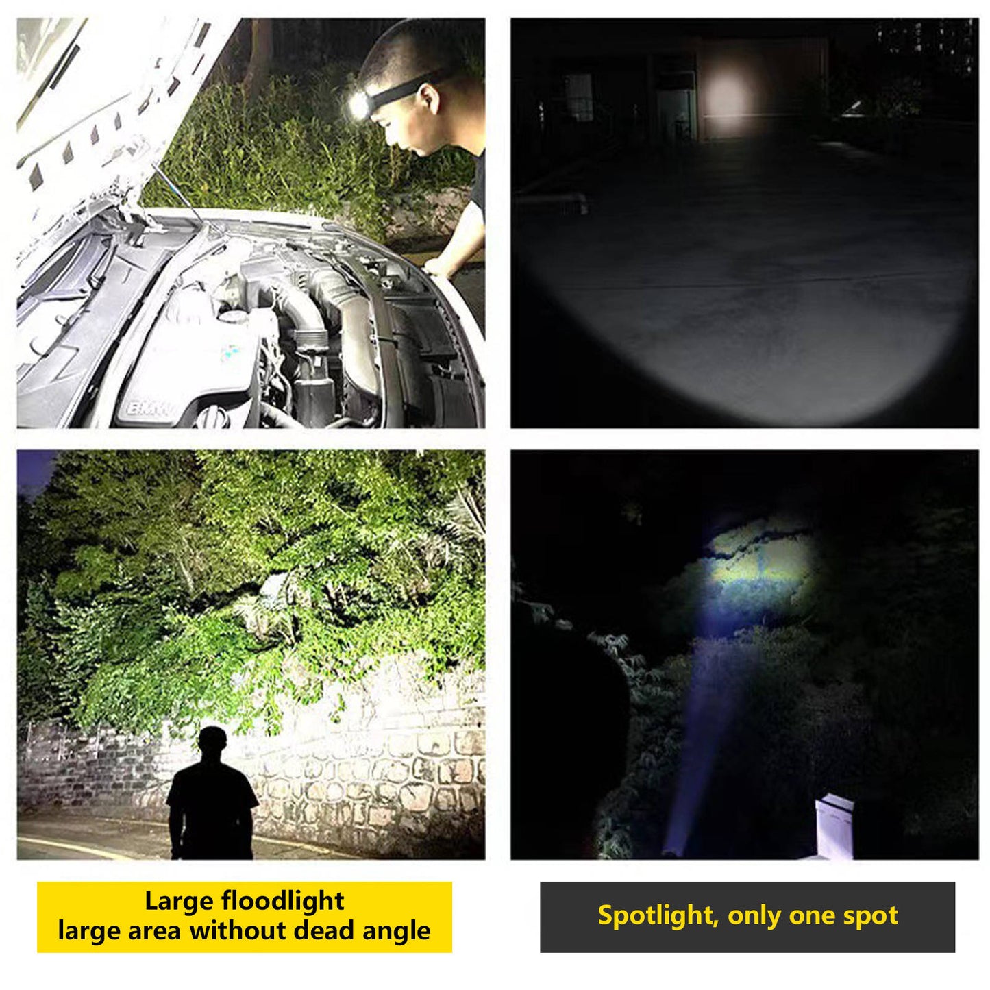 Mountgear Waterproof COB LED Motion Sensor Outdoor USB Rechargeable Headlamp Black