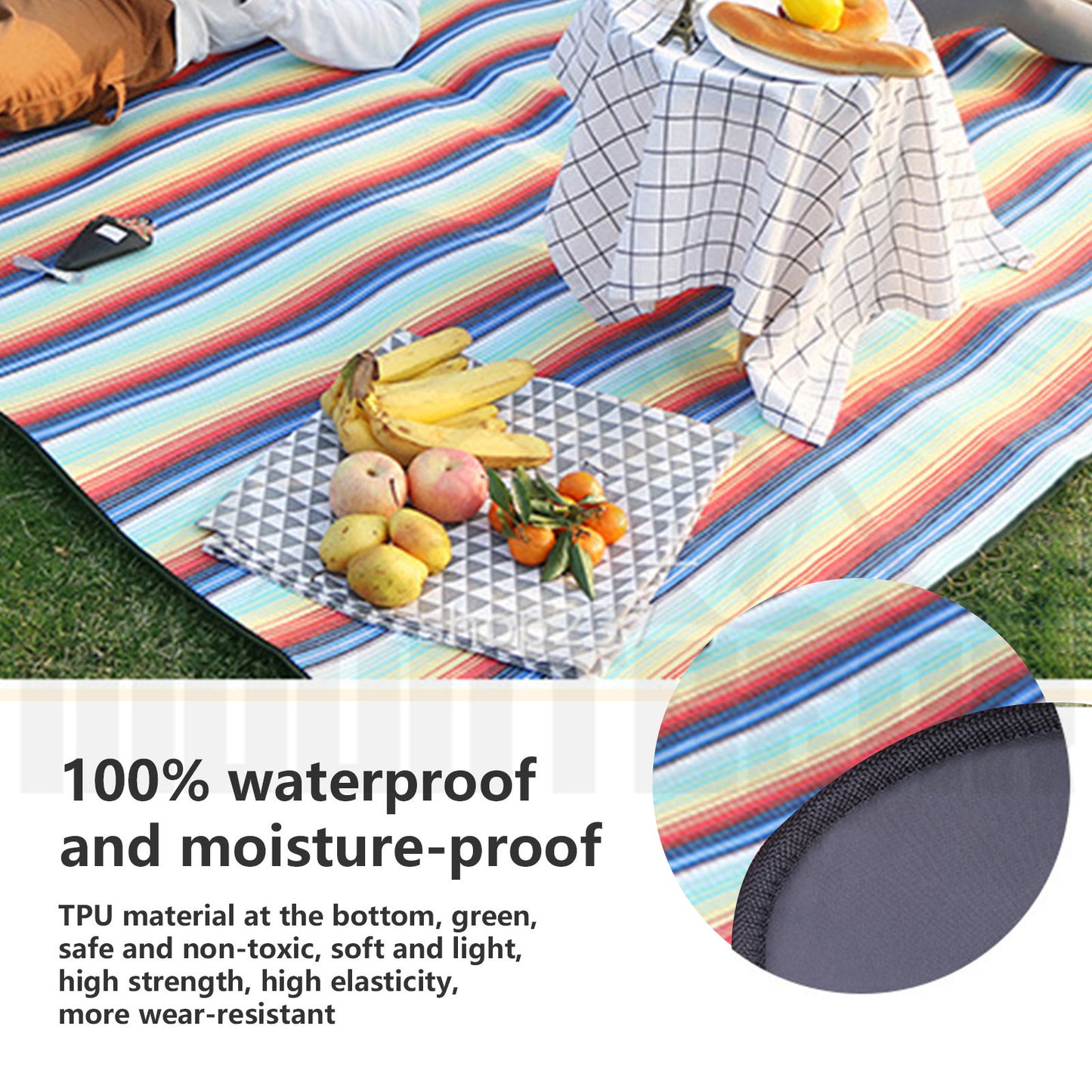 Mountgear Waterproof Folding Picnic Blanket Rug Camping Mat Beach Rug Moistureproof L