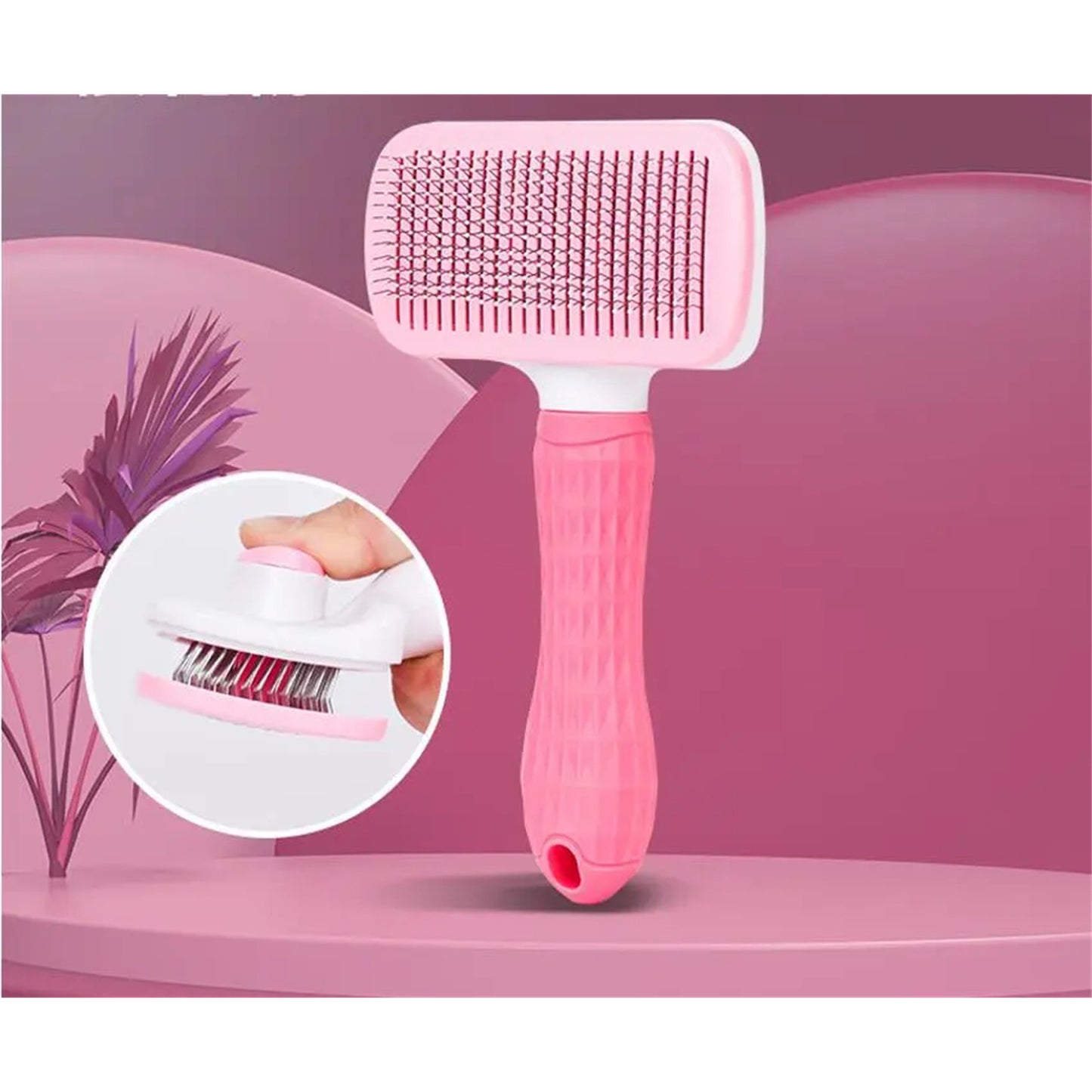 Pawfriends Pet Dog Cat Grooming Comb Brush Tool Gently Removes Loose Knots Mats Pink