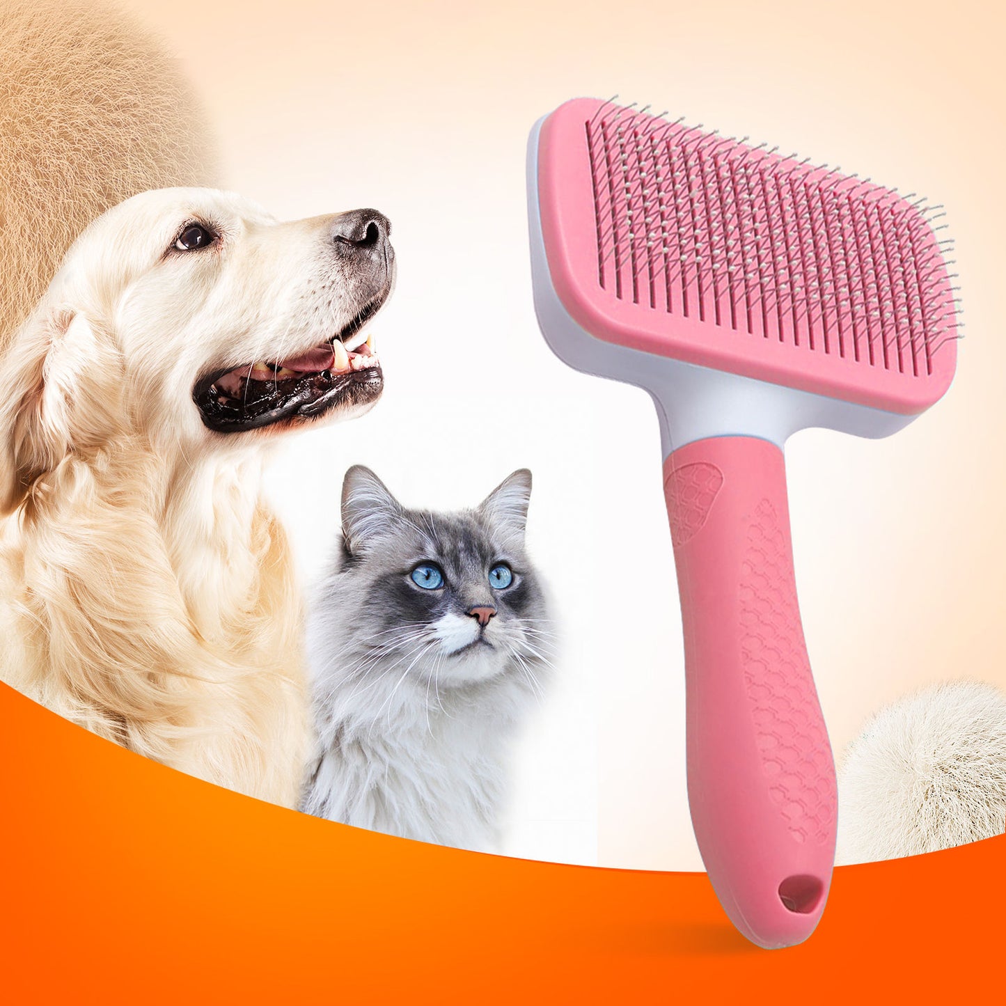 Pawfriends Pet Dog Cat Grooming Comb Brush Tool Gently Removes Loose Knots Mats Pink