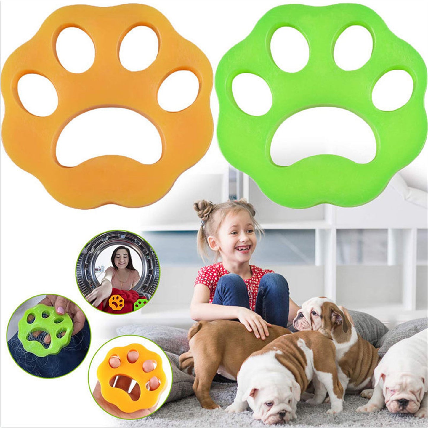 Pawfriends Soft Pet Hair Remover Clothes Cleaning Lint Catcher Solid Laundry Ball Green