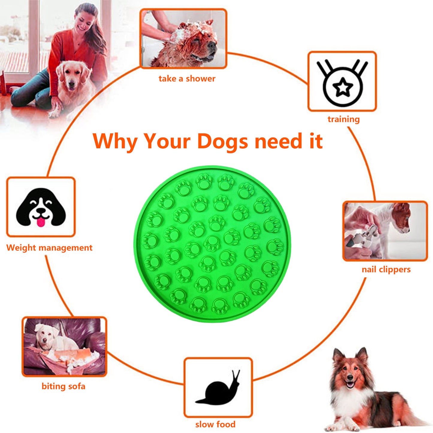 Pawfriends Silicone Dog Cat Pet Licking Pad Anti-Anxiety Slow-Feeding Licking Pad Green