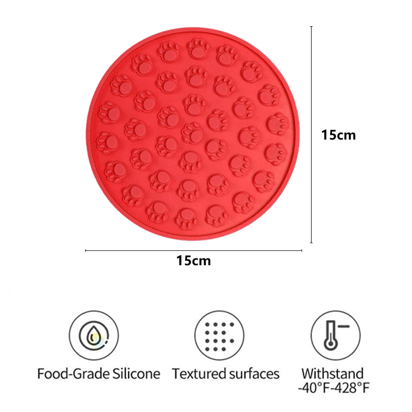 Pawfriends Silicone Dog Cat Pet Licking Pad Anti-Anxiety Slow-Feeding Licking Pad Red