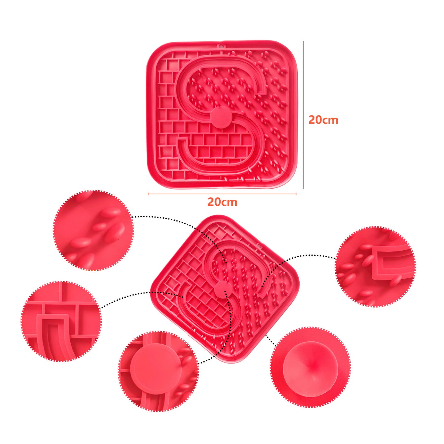 Pawfriends Asphyxia-resistant Silicone Pet Slow Food Mat Licking Mat Grooming Helper Red