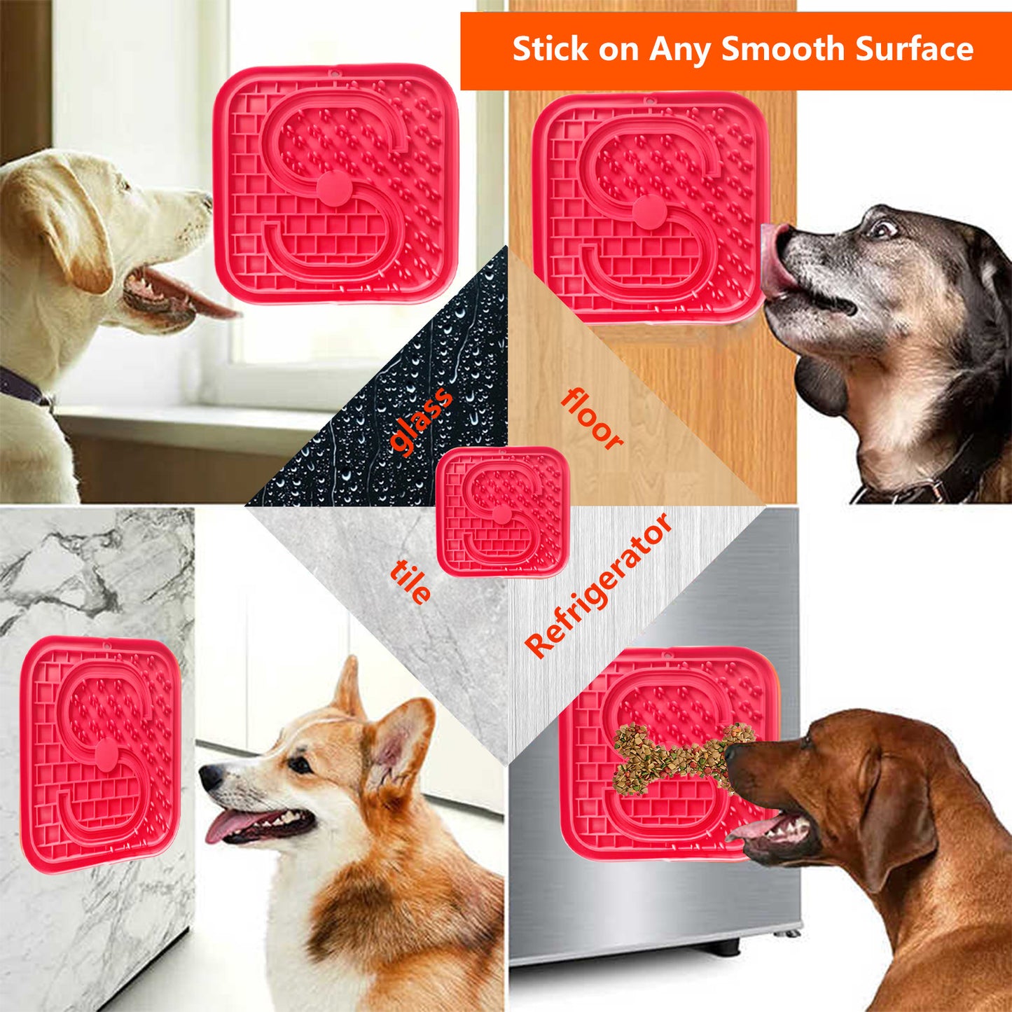 Pawfriends Asphyxia-resistant Silicone Pet Slow Food Mat Licking Mat Grooming Helper Red