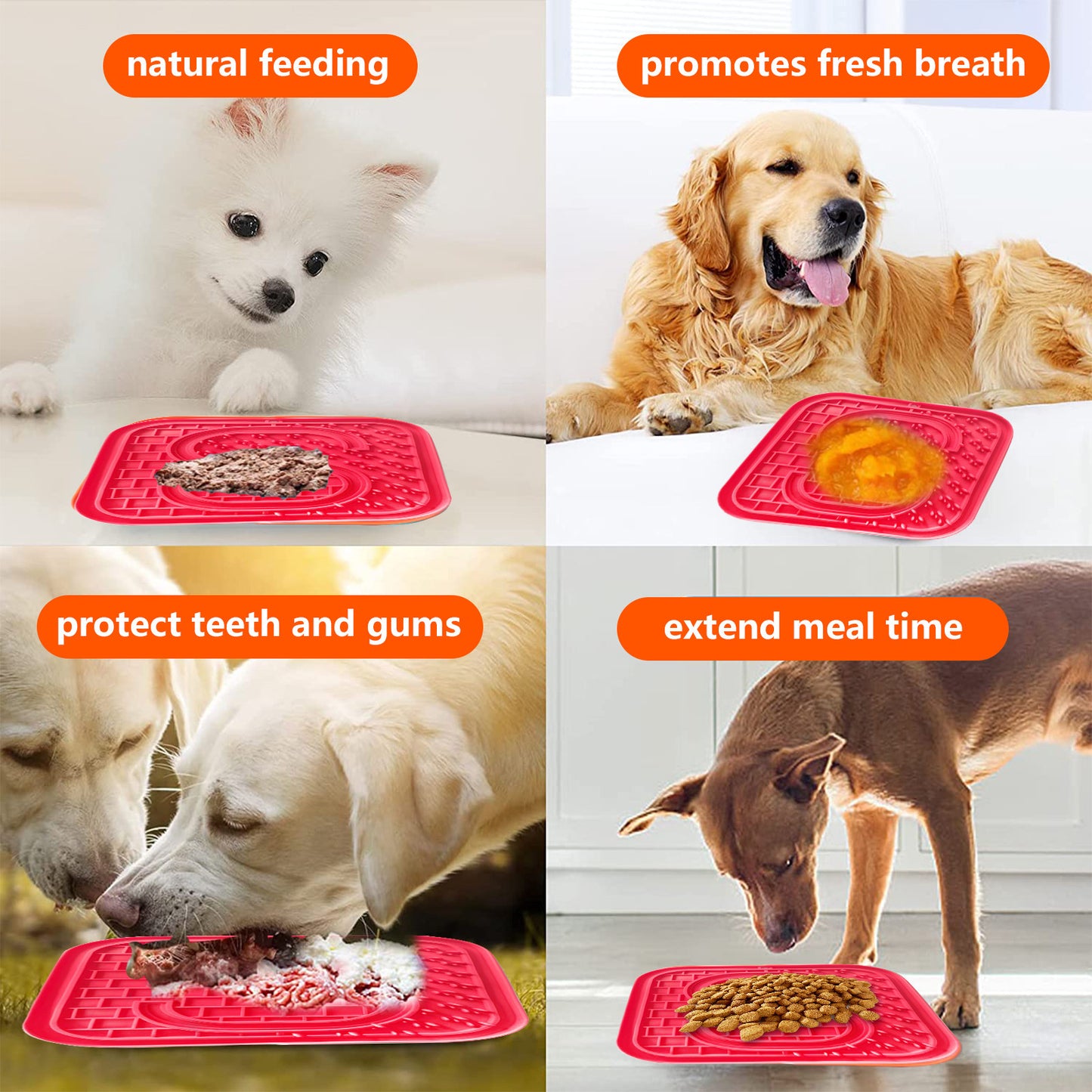 Pawfriends Asphyxia-resistant Silicone Pet Slow Food Mat Licking Mat Grooming Helper Red