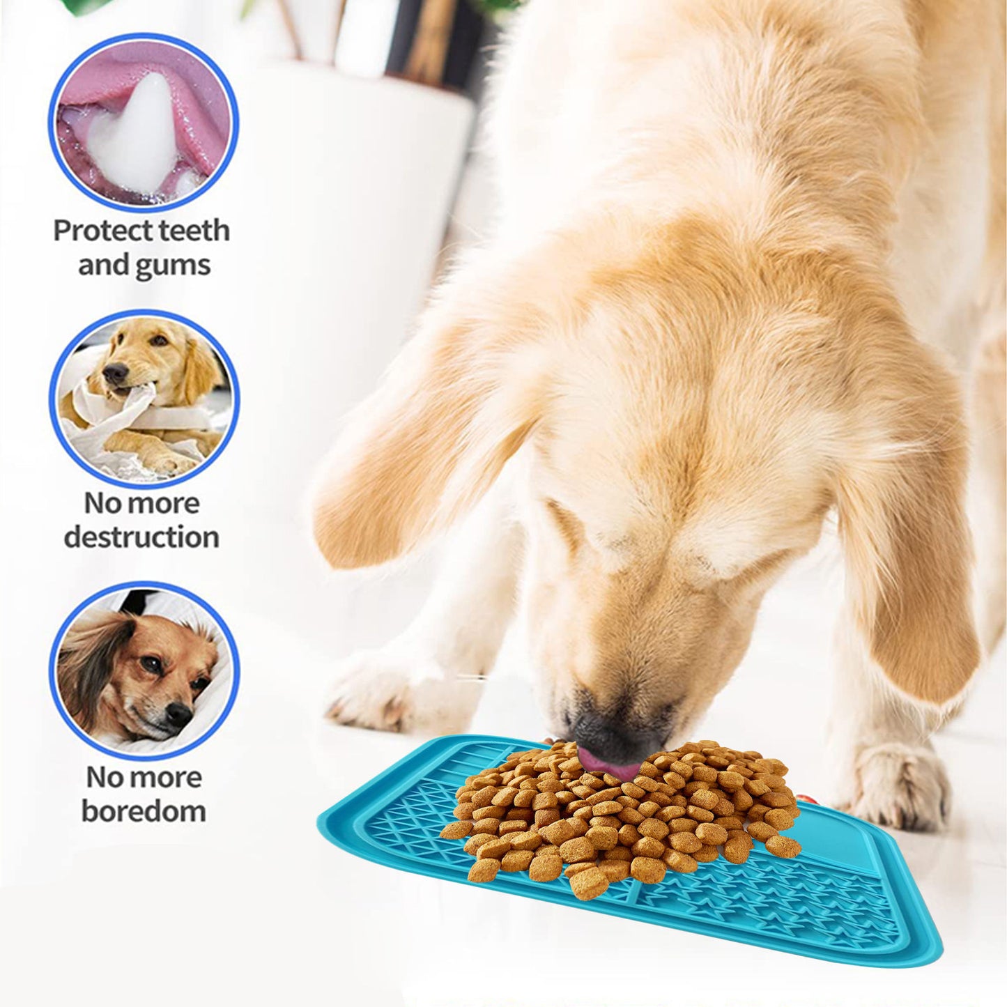 Pawfriends Silicone Dog Cat Pet Licking Pad Anti-Anxiety Toy Slow-Feeding Licking Pad Blue