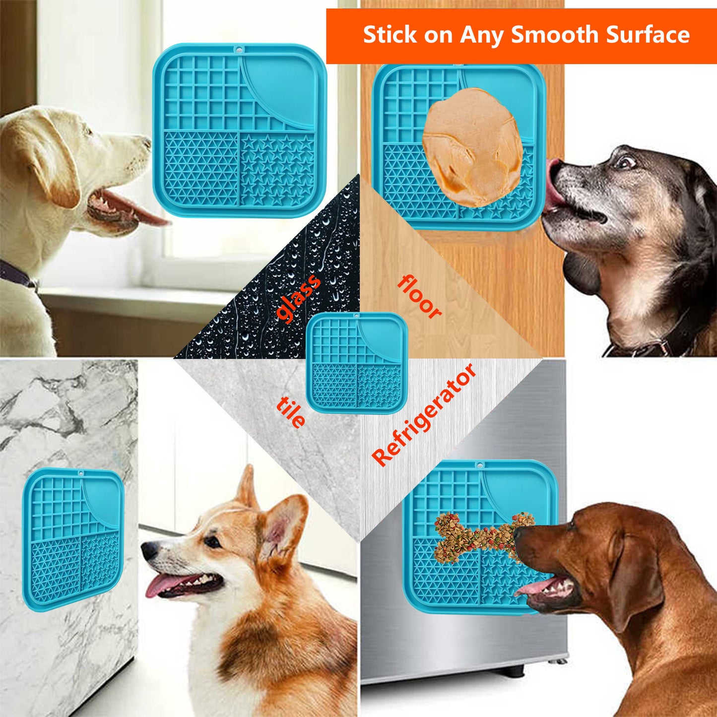 Pawfriends Silicone Dog Cat Pet Licking Pad Anti-Anxiety Toy Slow-Feeding Licking Pad Blue