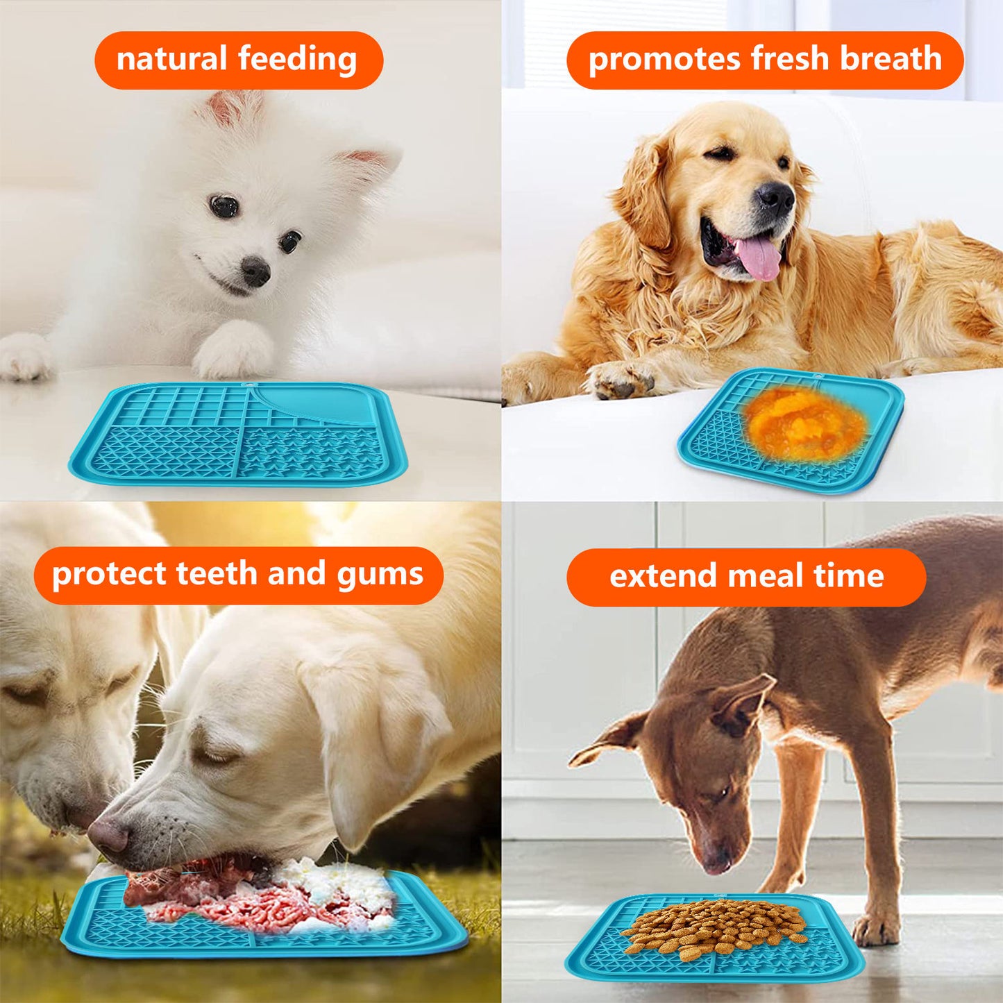 Pawfriends Silicone Dog Cat Pet Licking Pad Anti-Anxiety Toy Slow-Feeding Licking Pad Blue