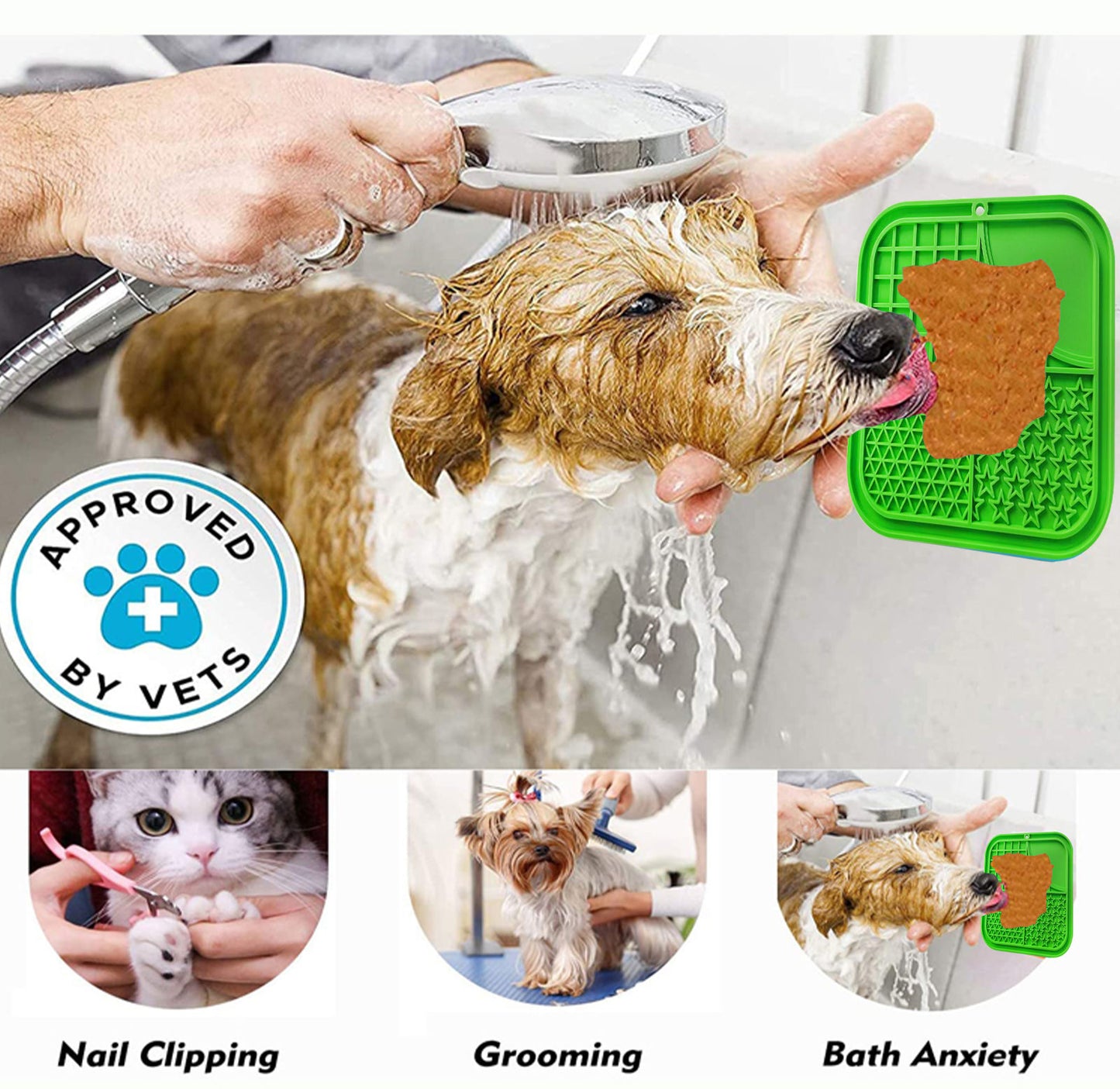 Pawfriends Dog Cat Pet Licking Pad Anti-Anxiety Toy Slow-Feeding Licking Pad Green