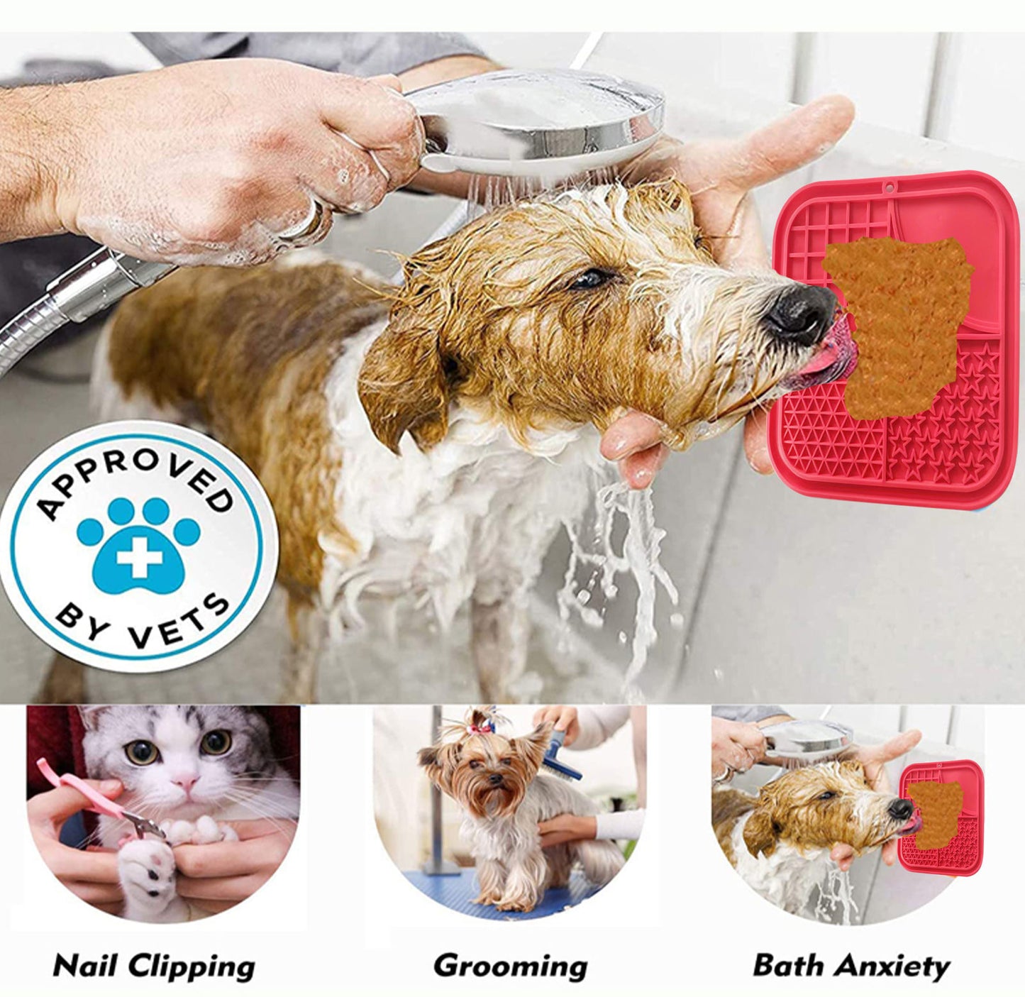 Pawfriends Dog Cat Pet Licking Pad Anti-Anxiety Toy Slow-Feeding Licking Pad Red