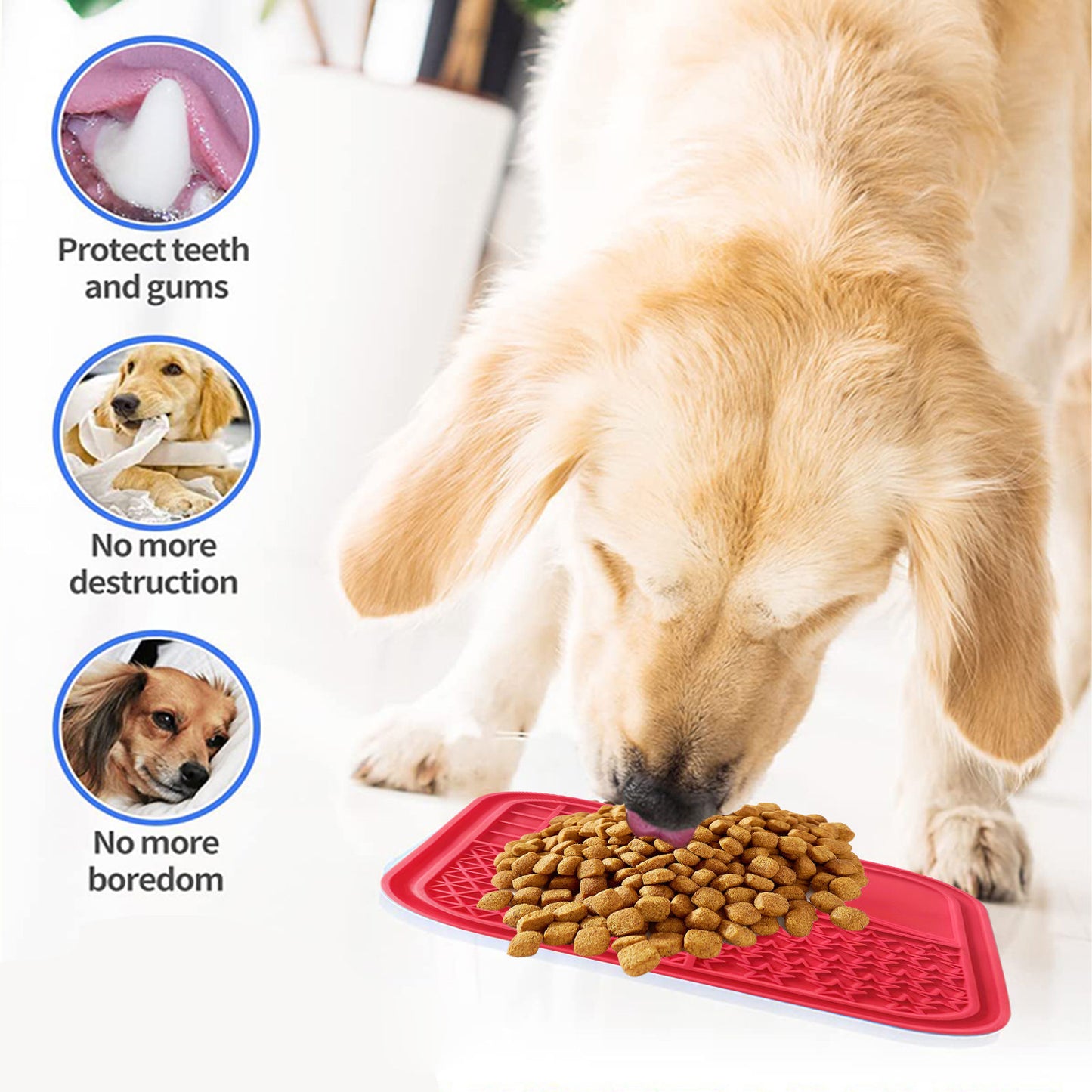 Pawfriends Dog Cat Pet Licking Pad Anti-Anxiety Toy Slow-Feeding Licking Pad Red