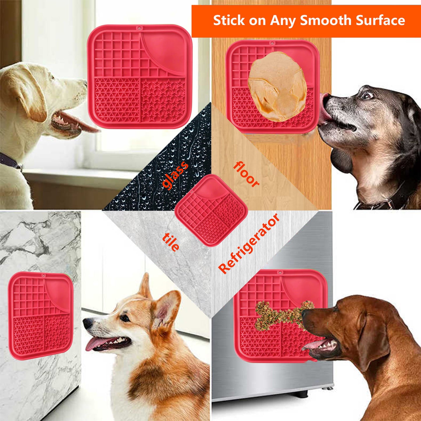 Pawfriends Dog Cat Pet Licking Pad Anti-Anxiety Toy Slow-Feeding Licking Pad Red