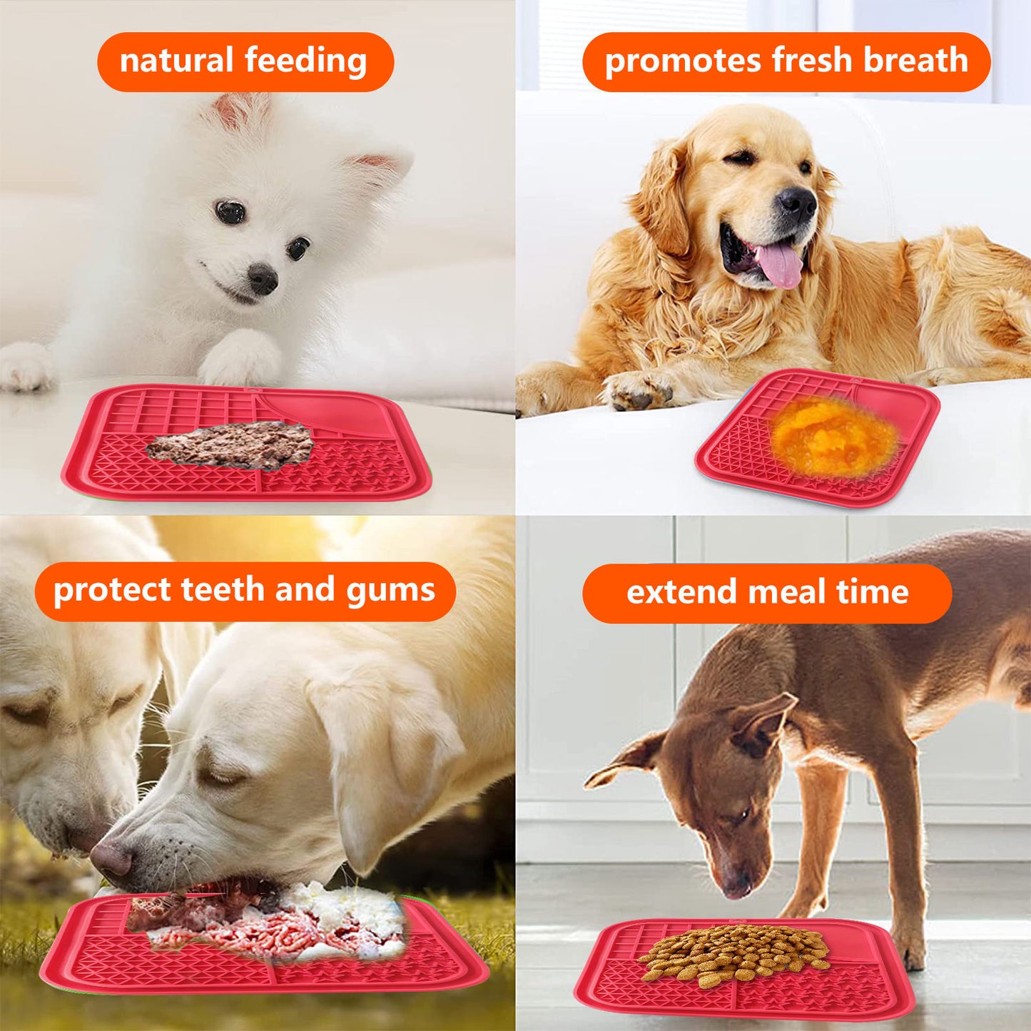 Pawfriends Dog Cat Pet Licking Pad Anti-Anxiety Toy Slow-Feeding Licking Pad Red