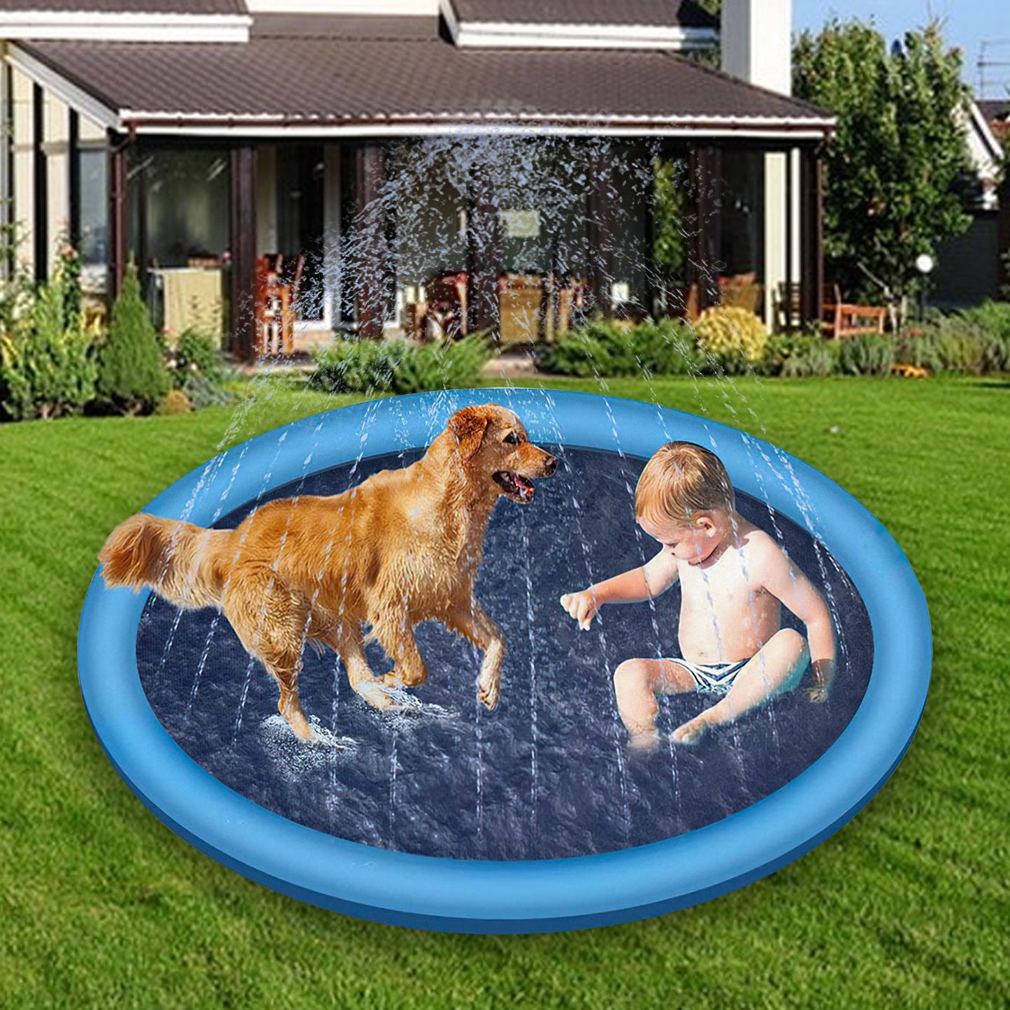 Pawfriends Thick Anti-Skid Pet Water Spray Mat Children Playing Outdoor Water Spray Mat XL