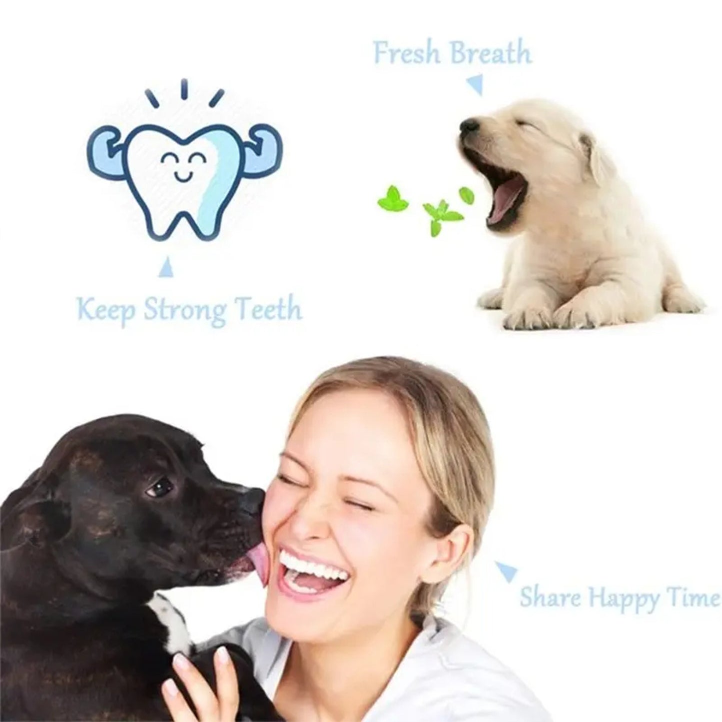 Pawfriends Pet Three-Head Multi-Angle Dog Cat Toothbrush Oral Cleaning Product Blue