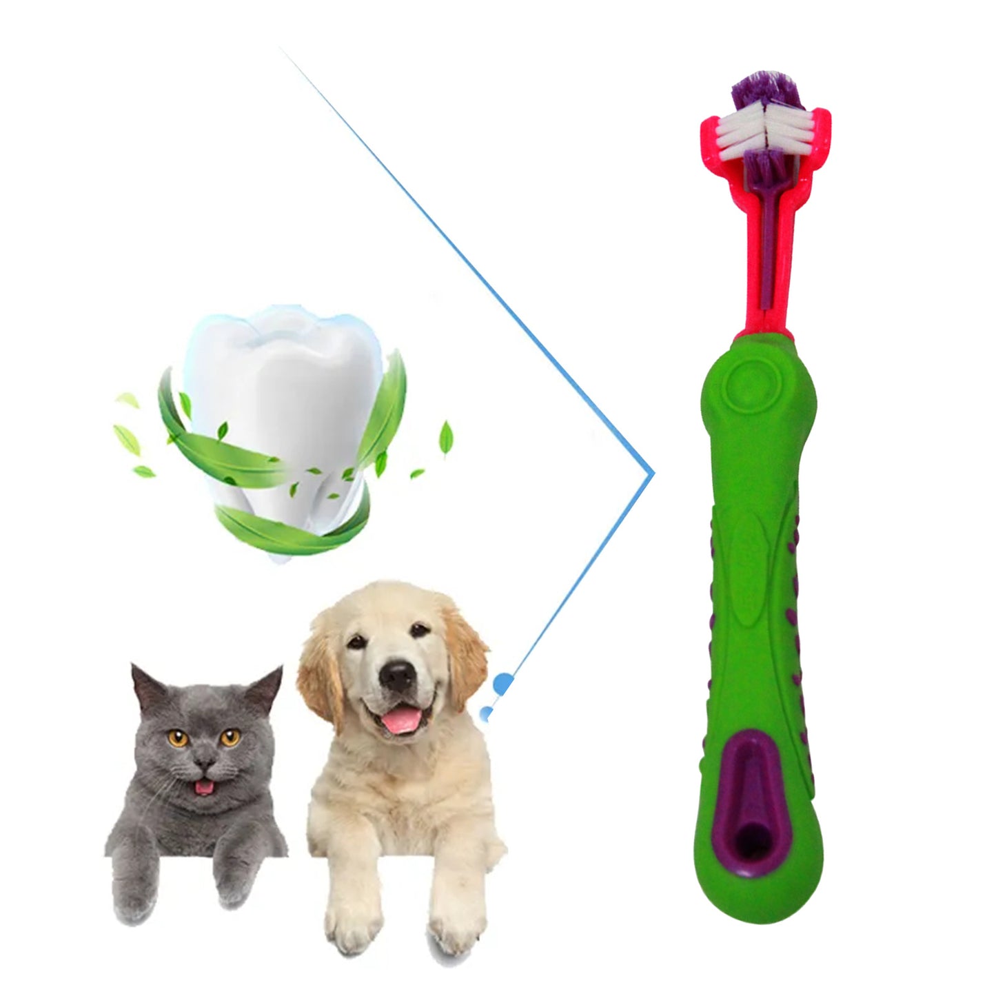 Pawfriends Pet Three-Head Multi-Angle Dog Toothbrush Cat Toothbrush Oral Cleaning Products