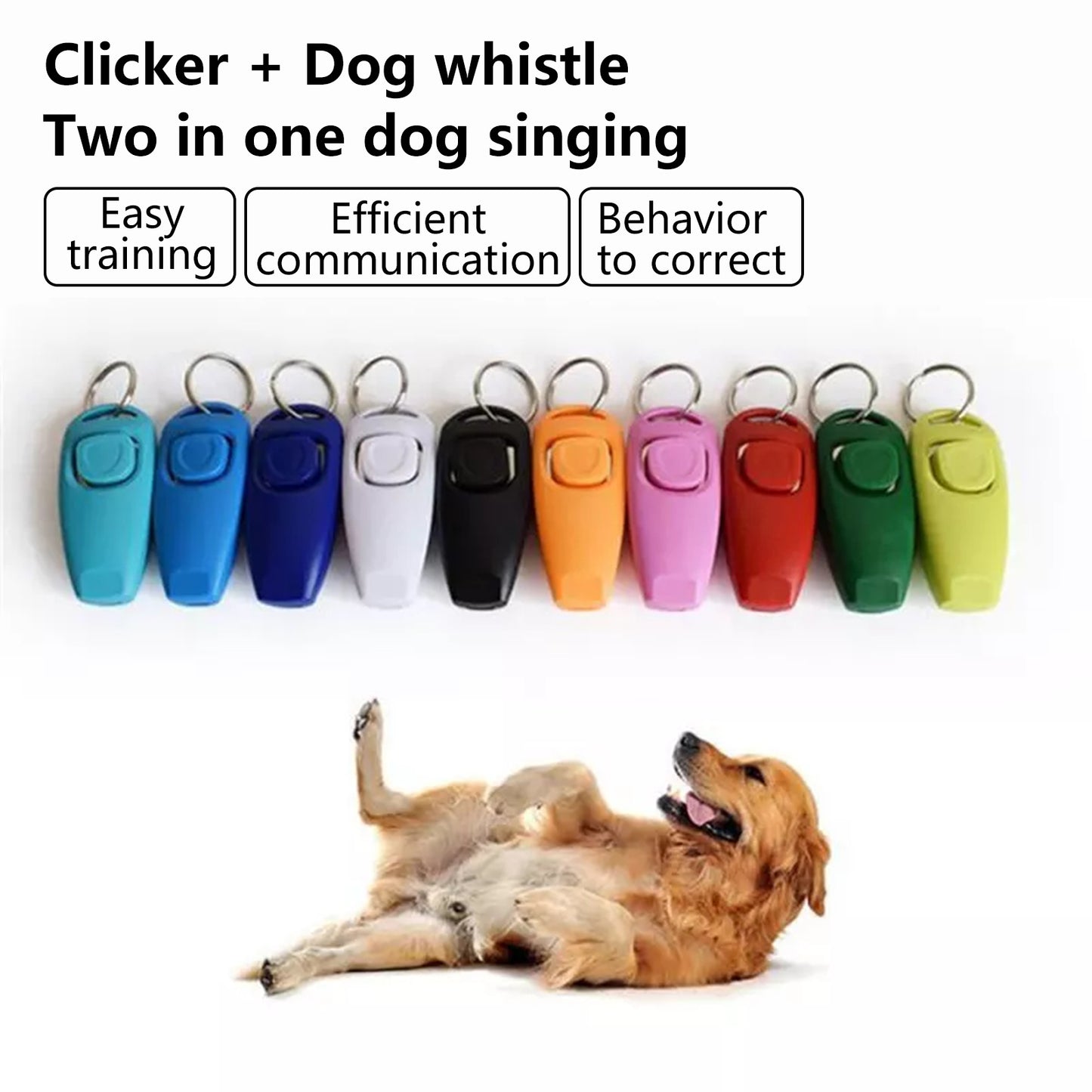 Pawfriends Dog Training Whistle Clicker Combo Stop Pet Barking Obedience Train Skills Black