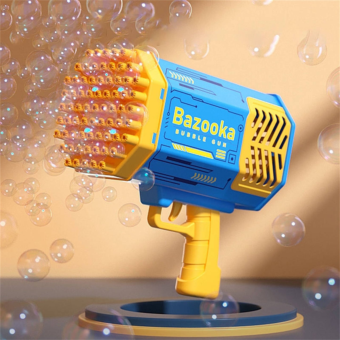 Bubblerainbow 69 Hole Electric Bubble Machine Hand-Held Rocket Gatling Bubble Gun Toy Blue