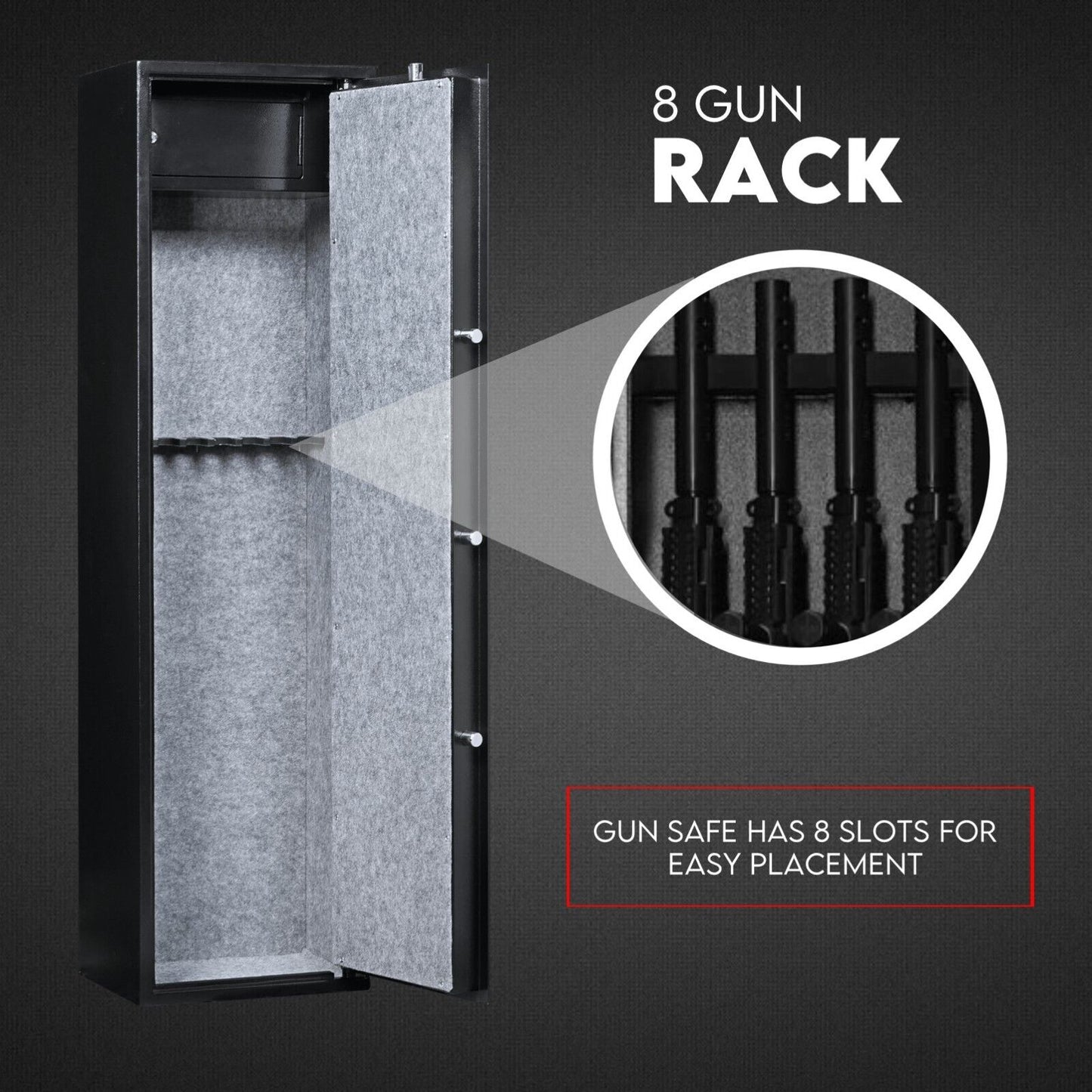 8 Gun Safe Firearm Rifle Storage Lock box Steel Cabinet Heavy Duty Locker